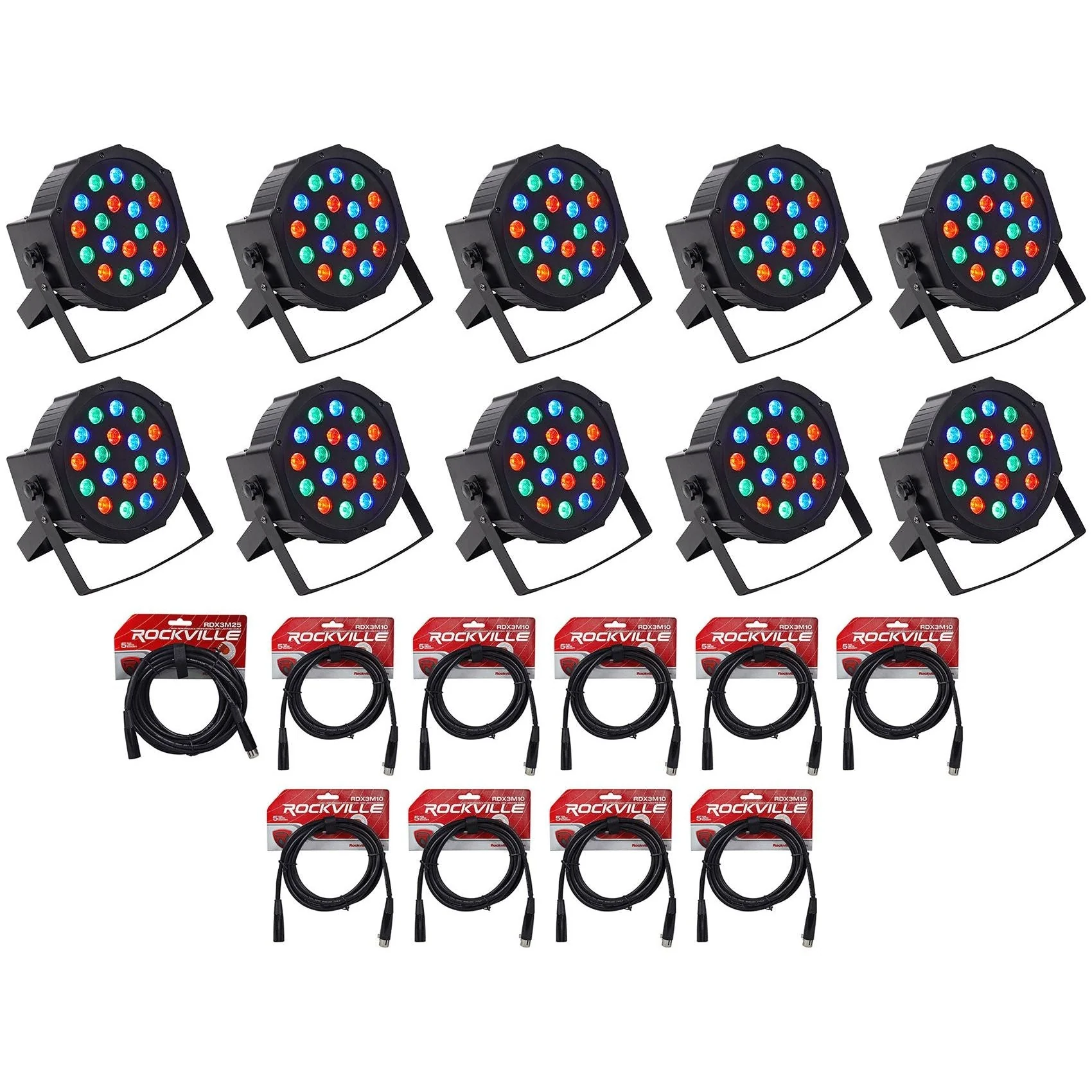 RockPAR50 LED RGB 10-Pack + DMX Cable Bundle - Image 2