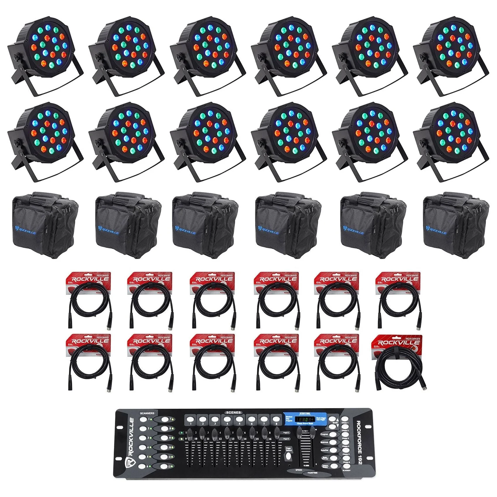 RockPAR50 Black 12-Pack + ROCKFORCE 192 DMX Controller Bundle - Image 2