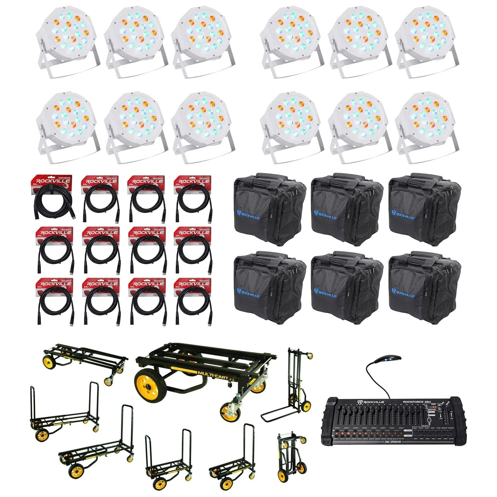 RockPAR50 White 12-Pack + ROCKFORCE 384 DMX Controller Bundle - Image 2