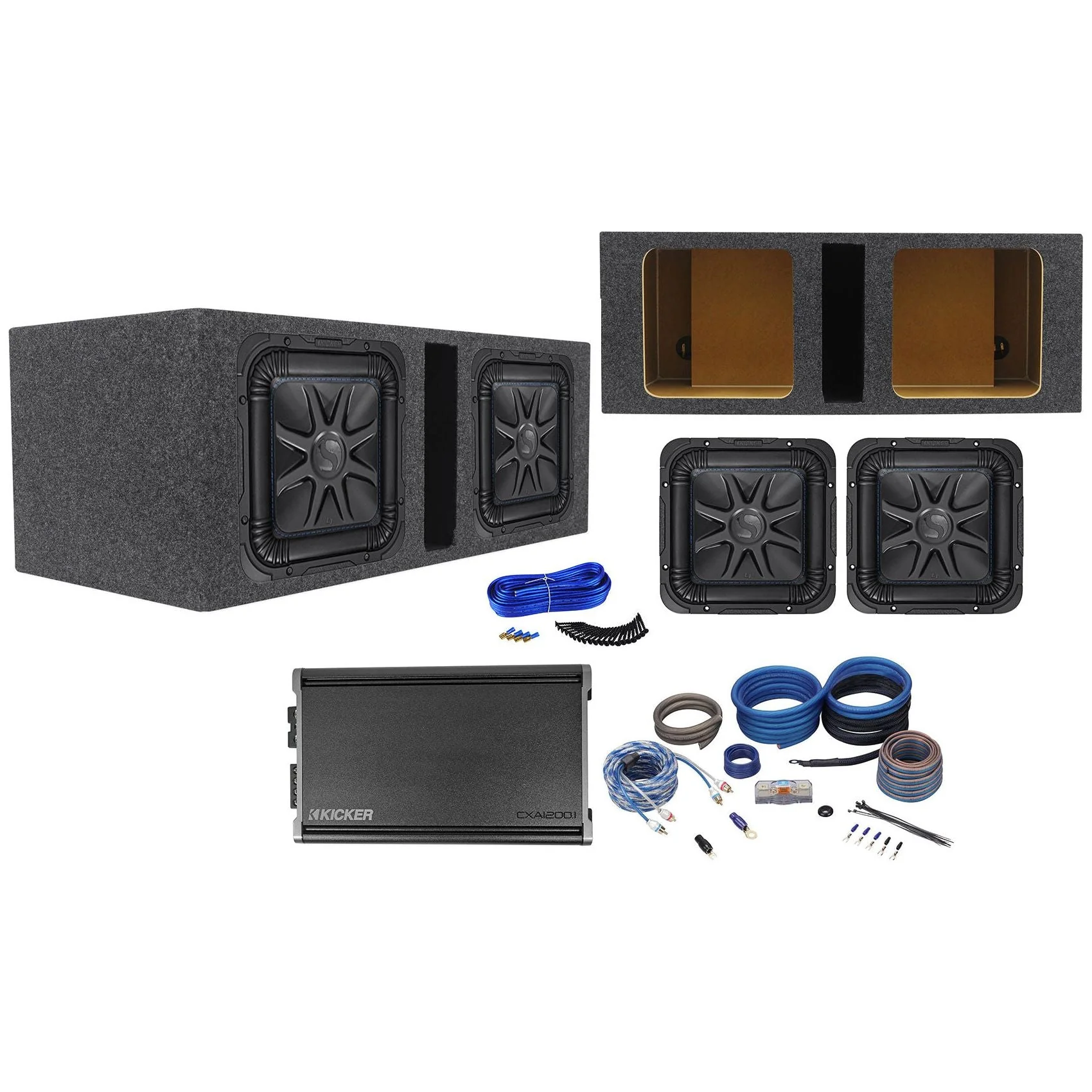 (2) Kicker Solo Baric L7S102 L7 10" Subwoofers + 46CXA1200.1 Amplifier + Sub Box - Image 2