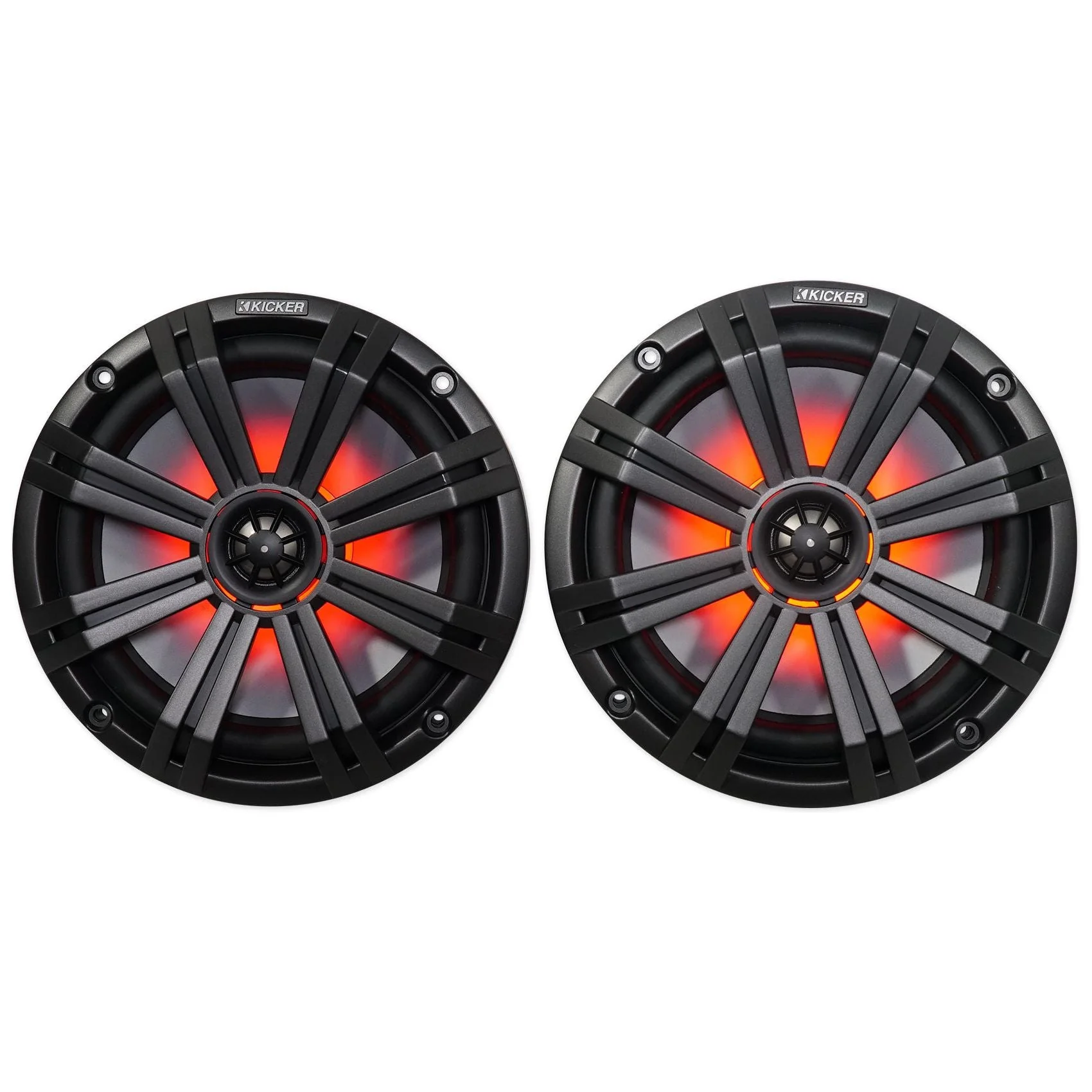 (2) Dual KICKER 45KM84L 8" 1200w Marine Boat LED Wakeboard Tower Speakers KM8 - Image 5