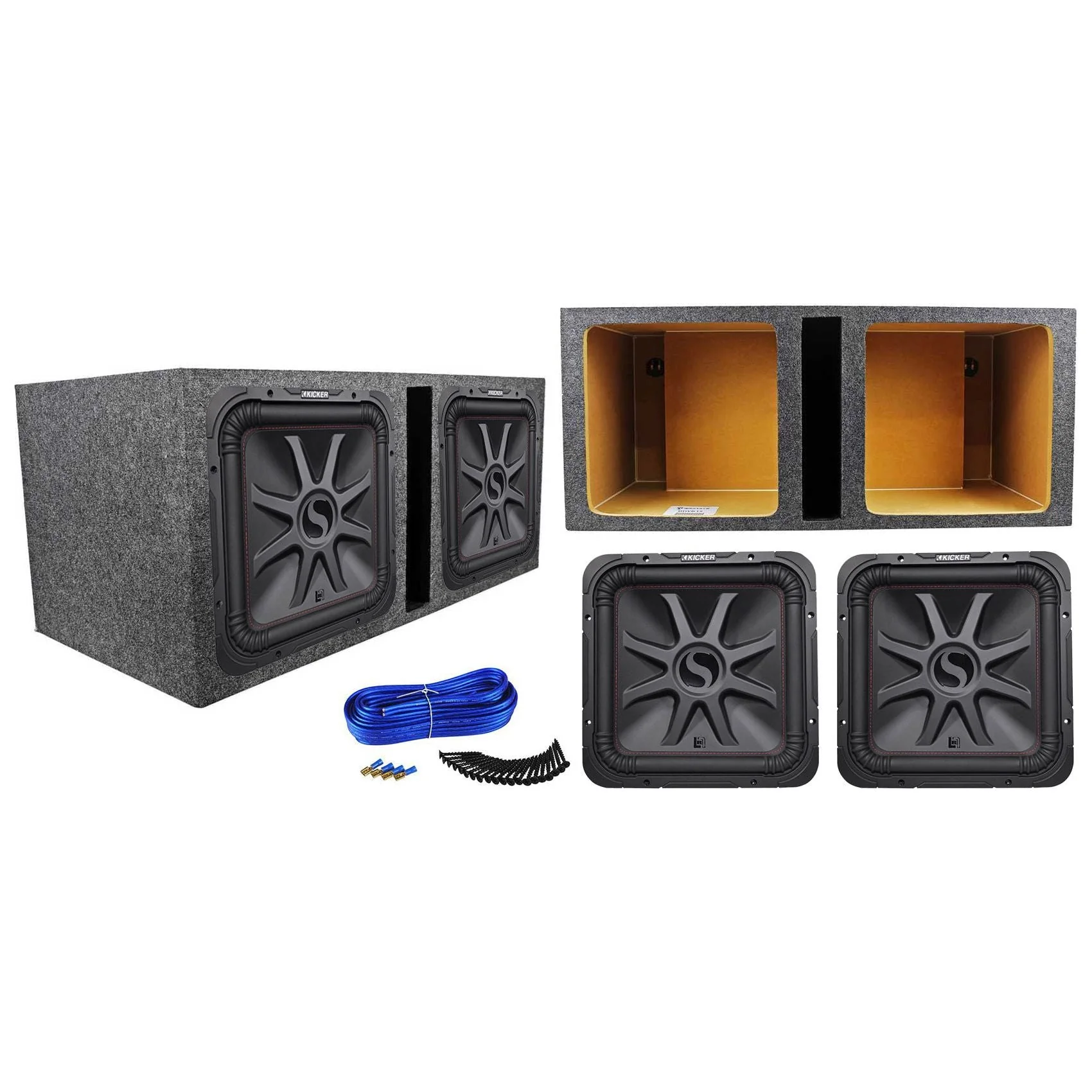 (2) KICKER 45L7R152 15" 3600w L7R Car Subwoofers+Vented Sub Box Enclosure L7R152