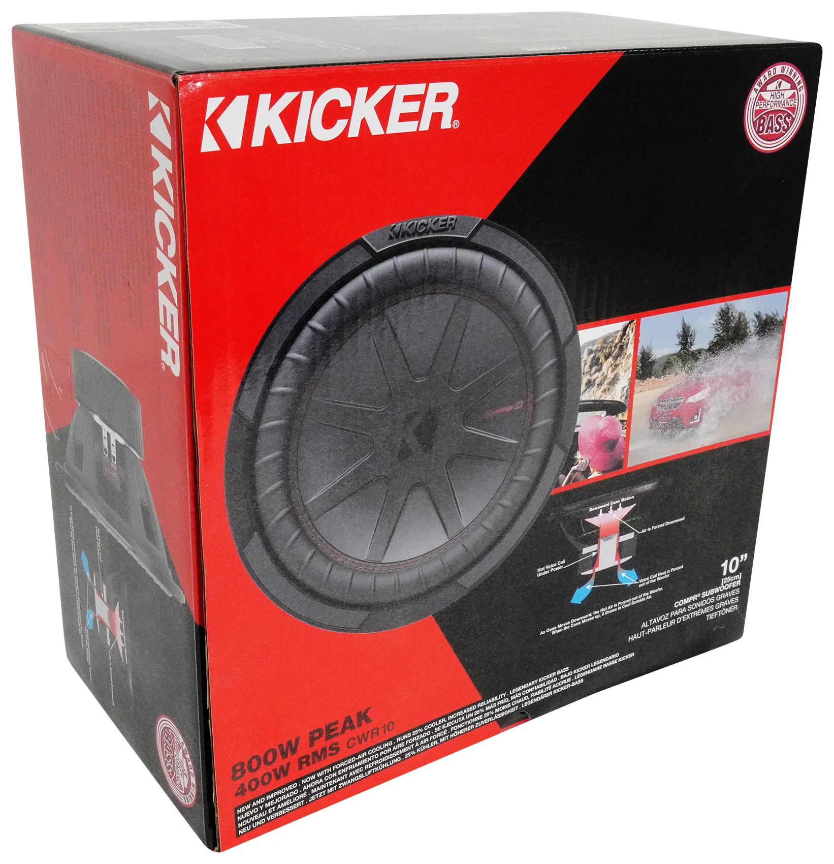 (2) Kicker 48CWR104 COMPR10 10" 1600 Watt Subwoofers+Mono Amplifier+Amp Kit - Image 3