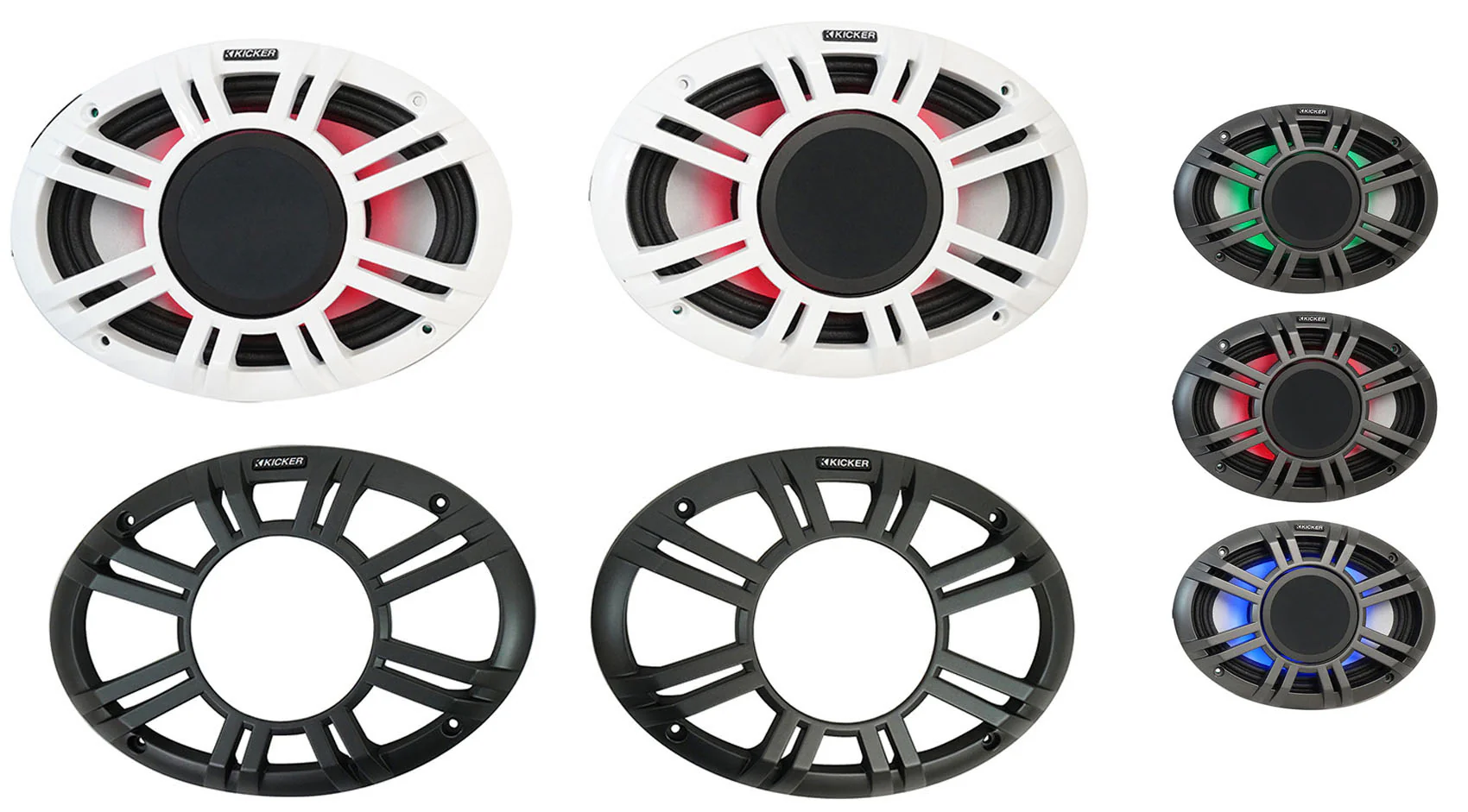 (4) KICKER 48KMXL694 300w 6x9" Marine Speakers w/LED+Receiver+Amplifier KMXL69 - Image 2