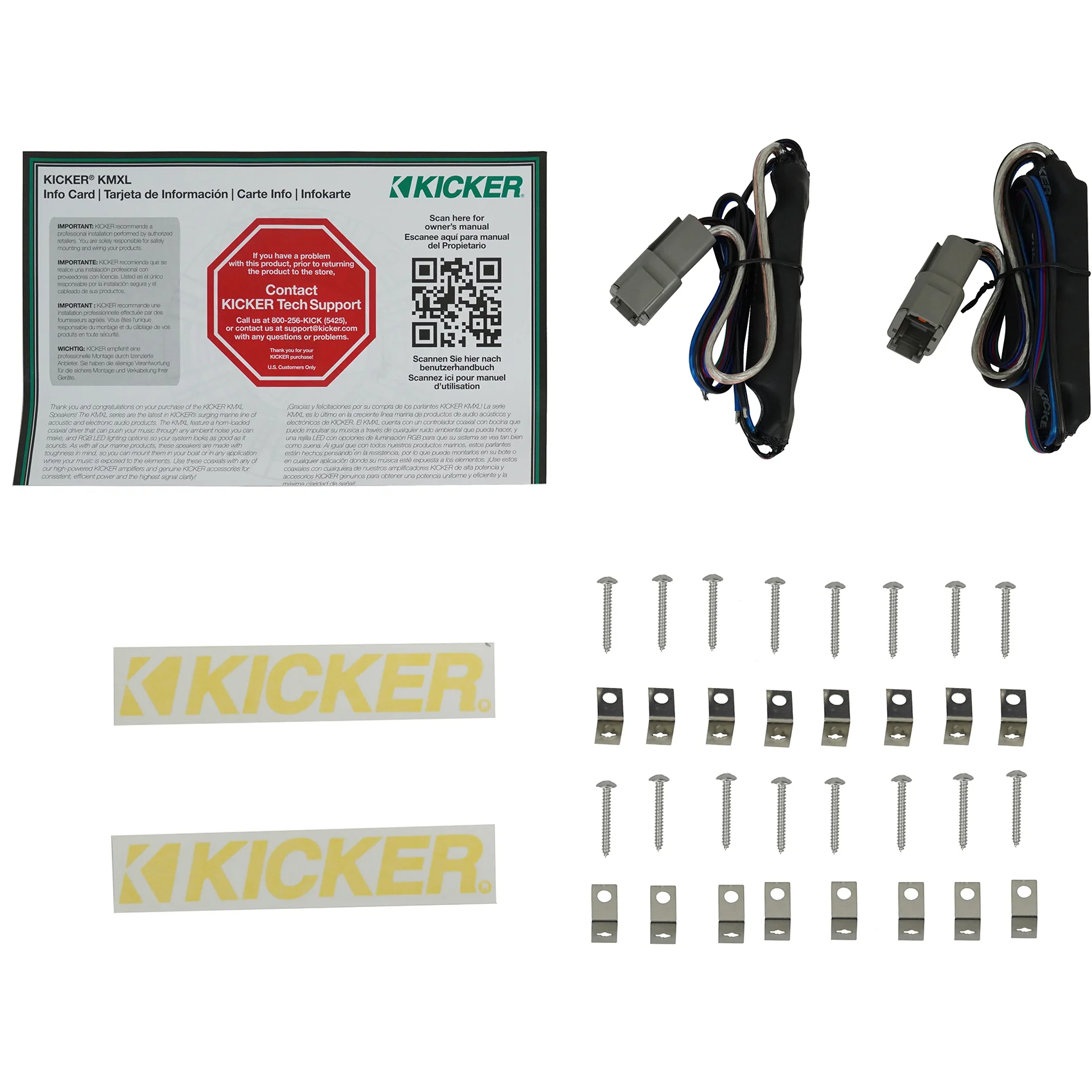 (4) KICKER 48KMXL84 8" 500w Marine Speakers w/LED+Receiver+4-Ch. Amplifier KMXL8 - Image 44