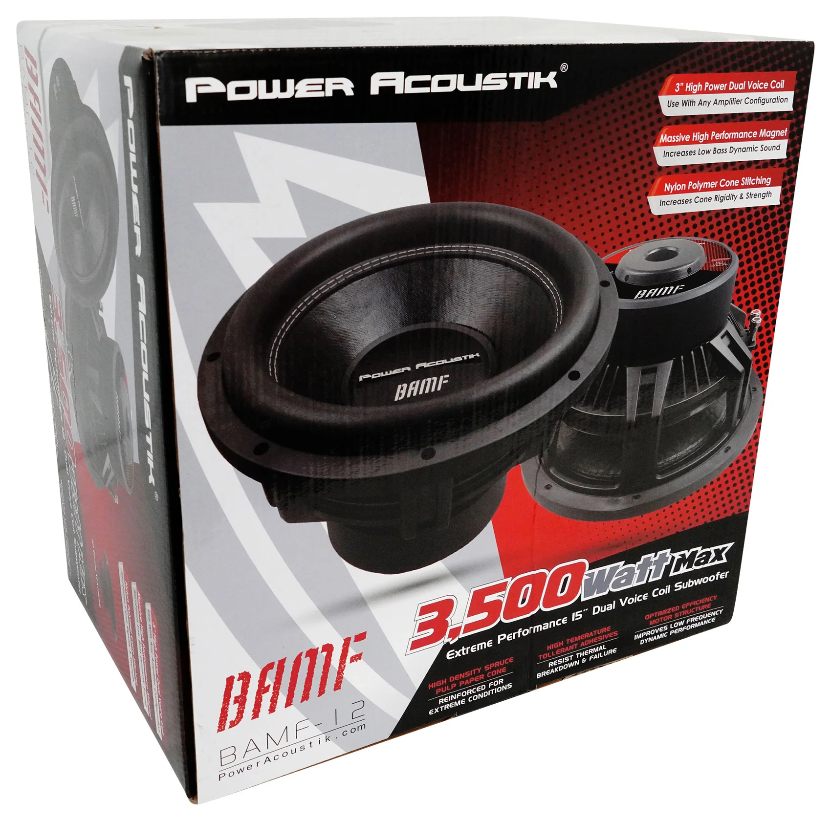 2) Power Acoustik BAMF-122 12" 3500w DVC Car Subwoofers+Sealed Sub Box Enclosure - Image 15