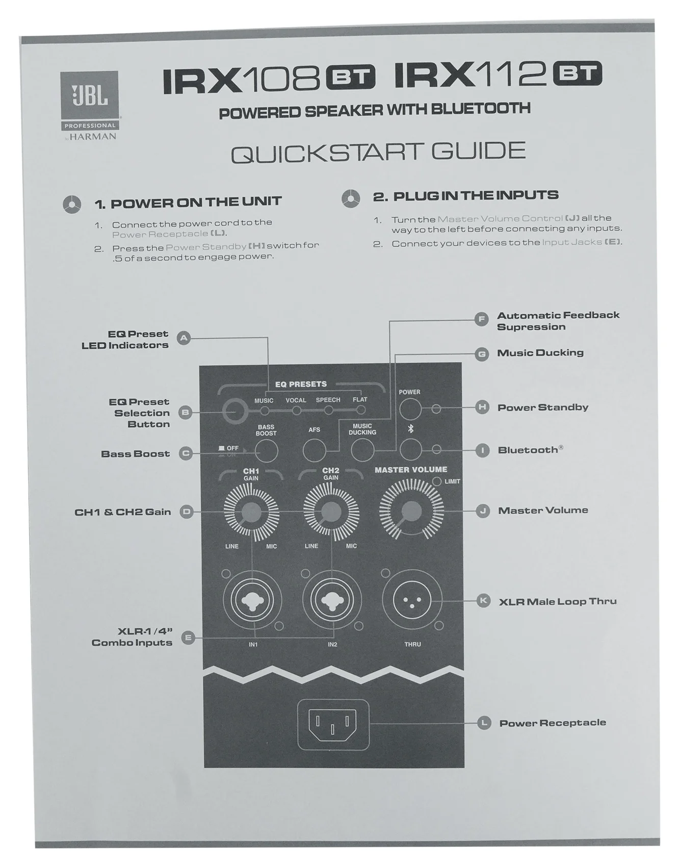 2) JBL IRX108BT 8" 1000 Watt Powered DJ Portable PA Speakers w/ Bluetooth+Stands - Image 5