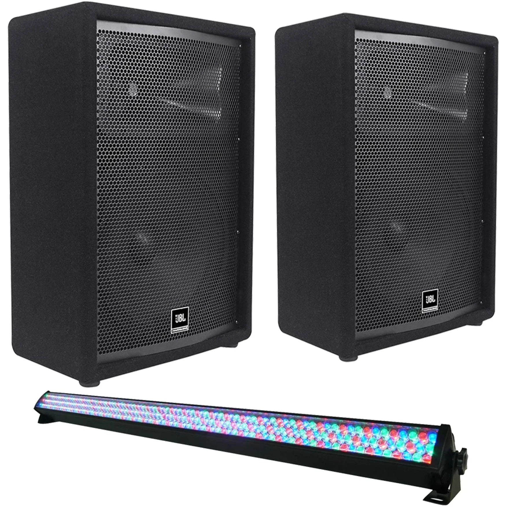 (2) JBL JRX212 1000w 12" Inch 2-Way DJ P/A Speaker Floor Wedge Monitors+DJ Light - Image 2