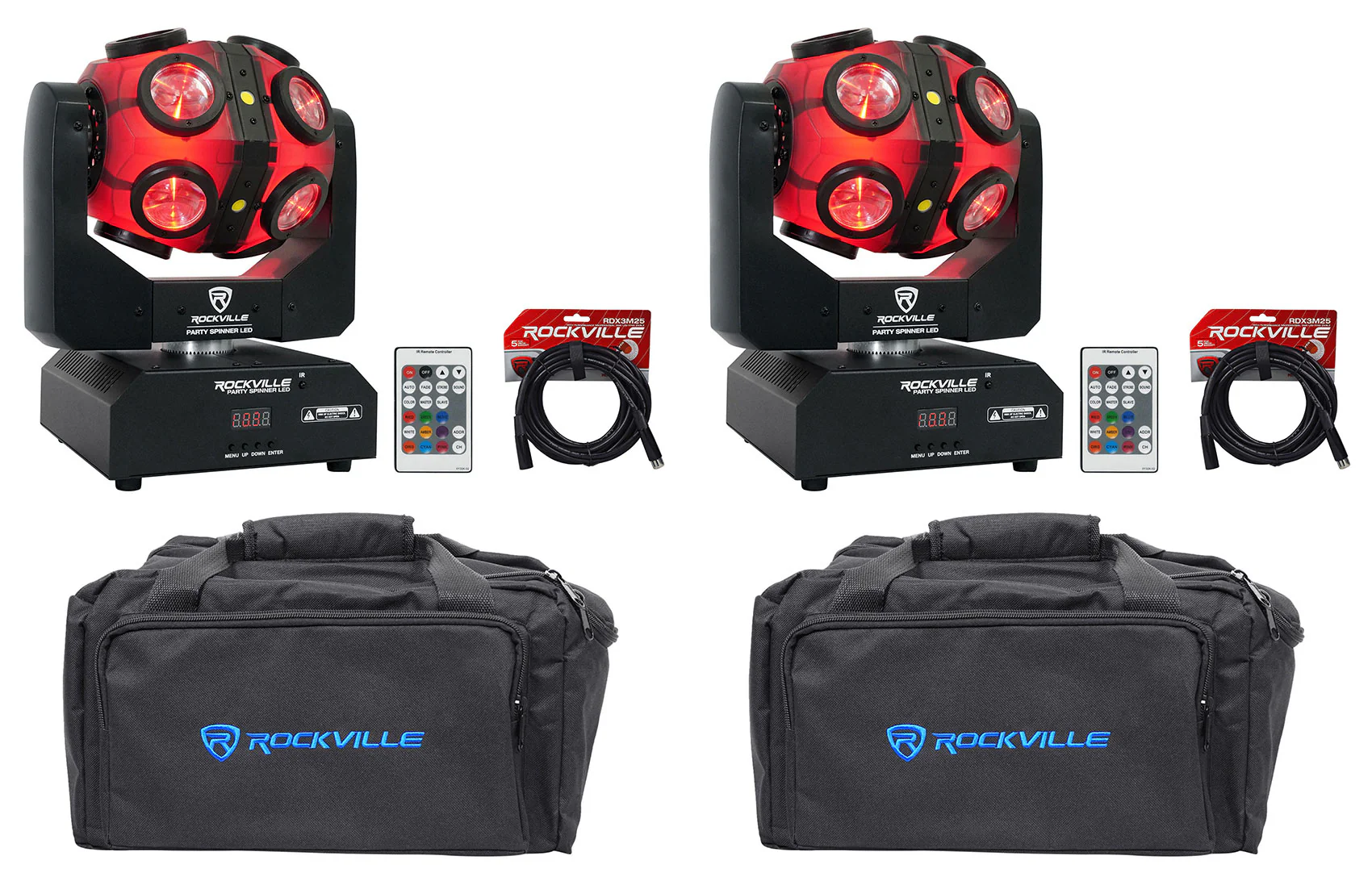 Party Spinner LED 2-Pack + ROCKFORCE 192 DMX Controller Bundle