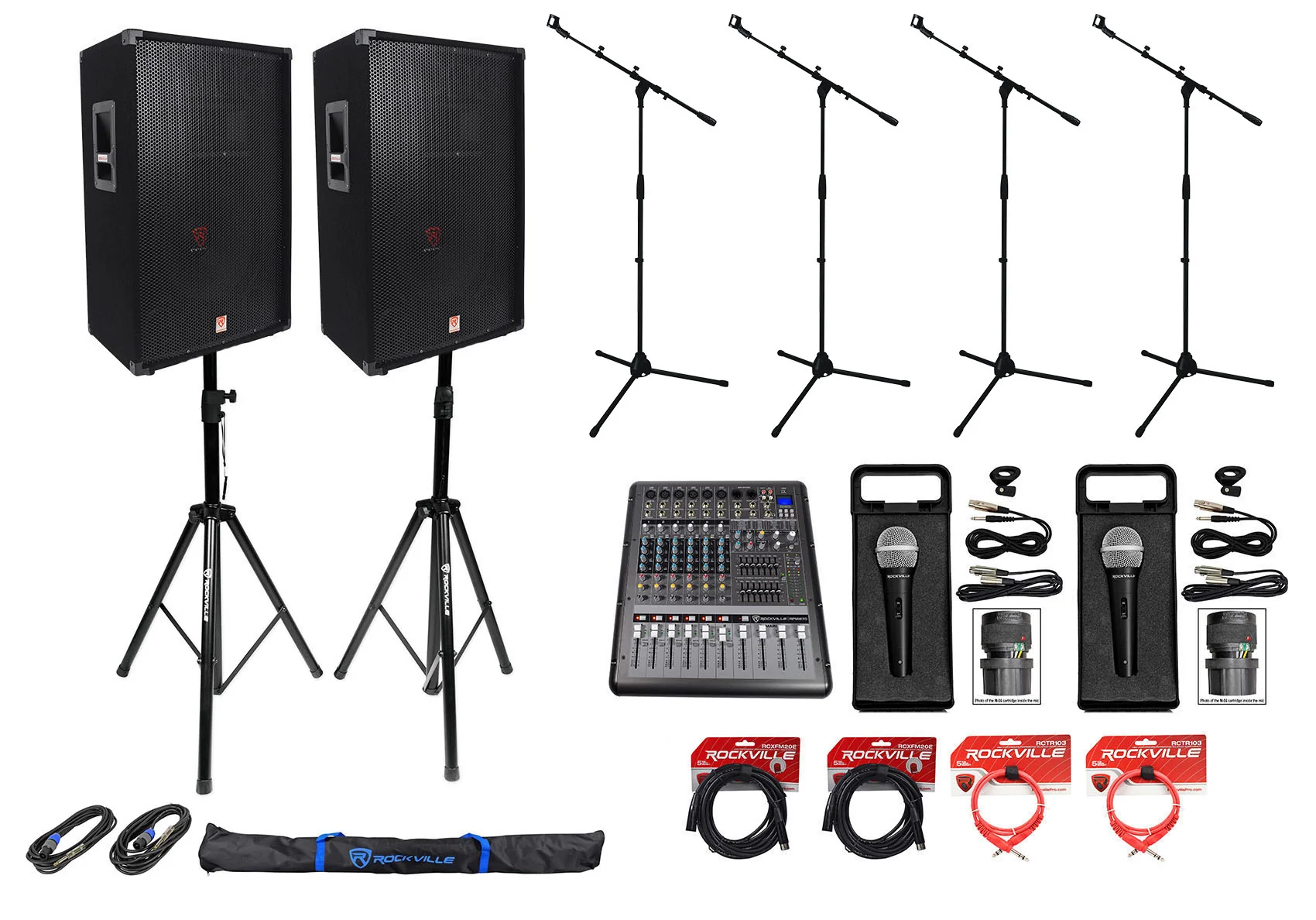 RSG15 15" Speakers 2-Pack + RPM870 Powered Mixer Bundle