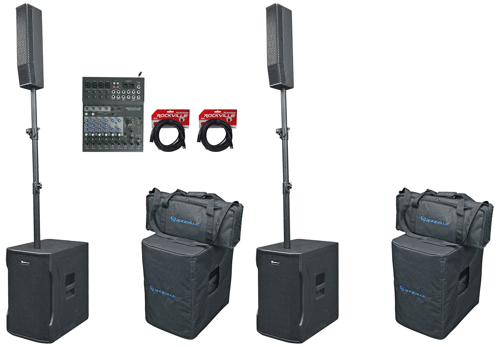 Titan Column 12 2-Pack + RockMix 10FX Mixer Bundle