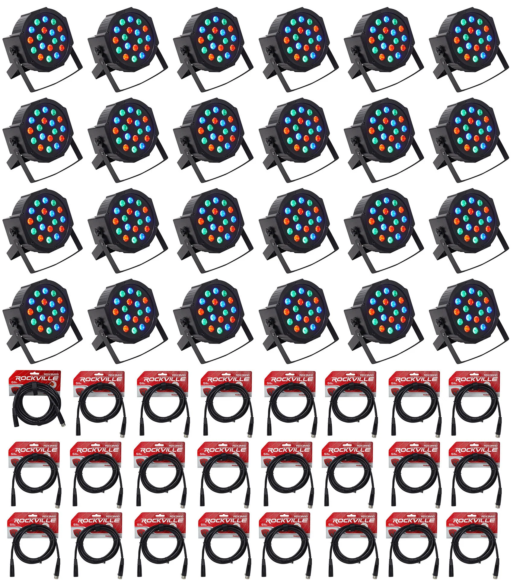 RockPAR50 LED RGB 24-Pack + DMX Cable Bundle