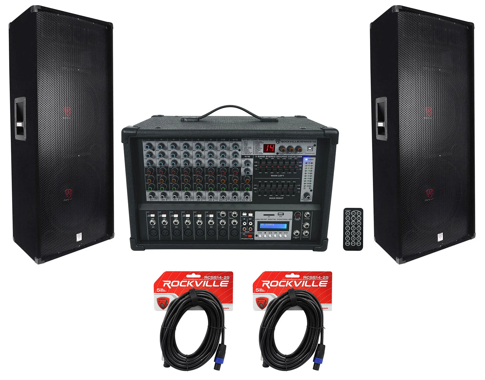 RSG15.24 Dual 15" 2-Pack + RPM109 V2 Powered Mixer Bundle