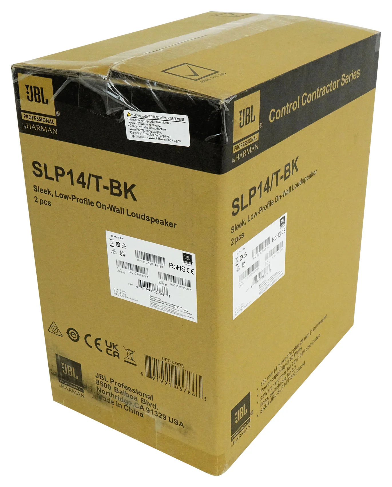 6) JBL SLP14/T-BK Sleek Low-Profile On Wall Mount 4" 70v Commercial Speakers+Amp - Image 6