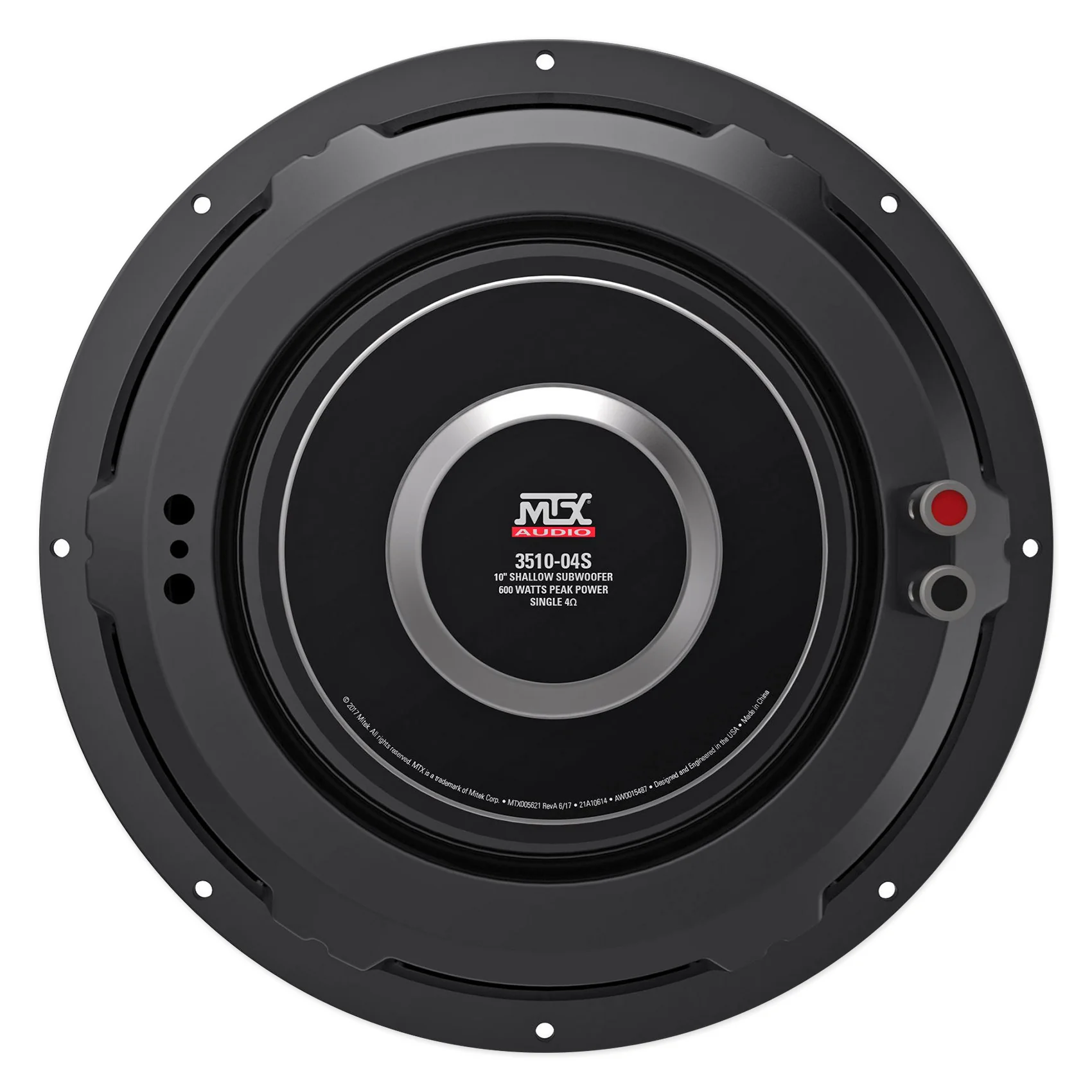 MTX 3510-04S 10" 600 Watt Shallow Car Subwoofer+Sealed Sub Box Slim Enclosure - Image 4