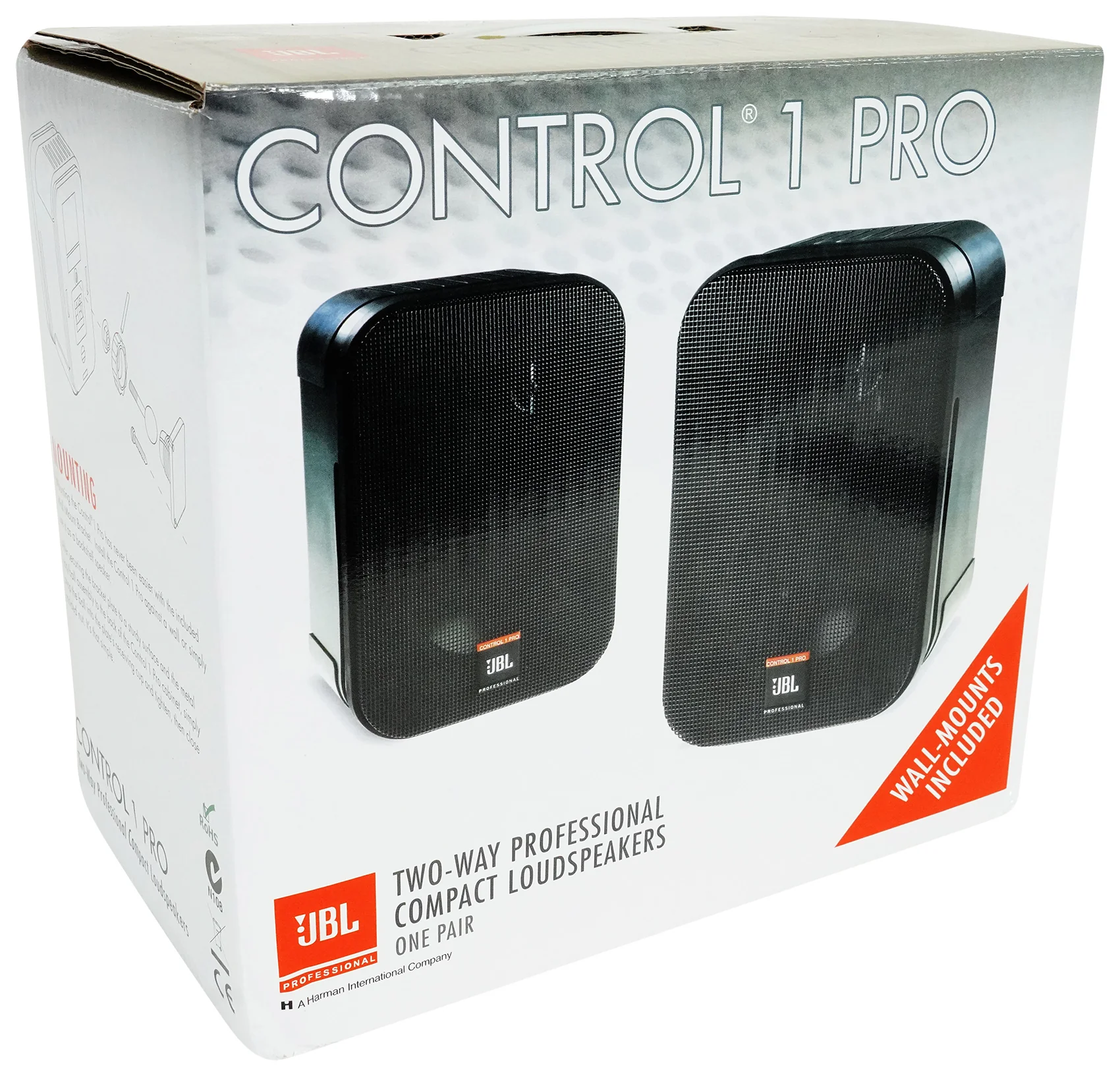 (8) JBL C1PRO Control 1 PRO Black 5.25" Wall Mount Home/Commercial Speakers - Image 9