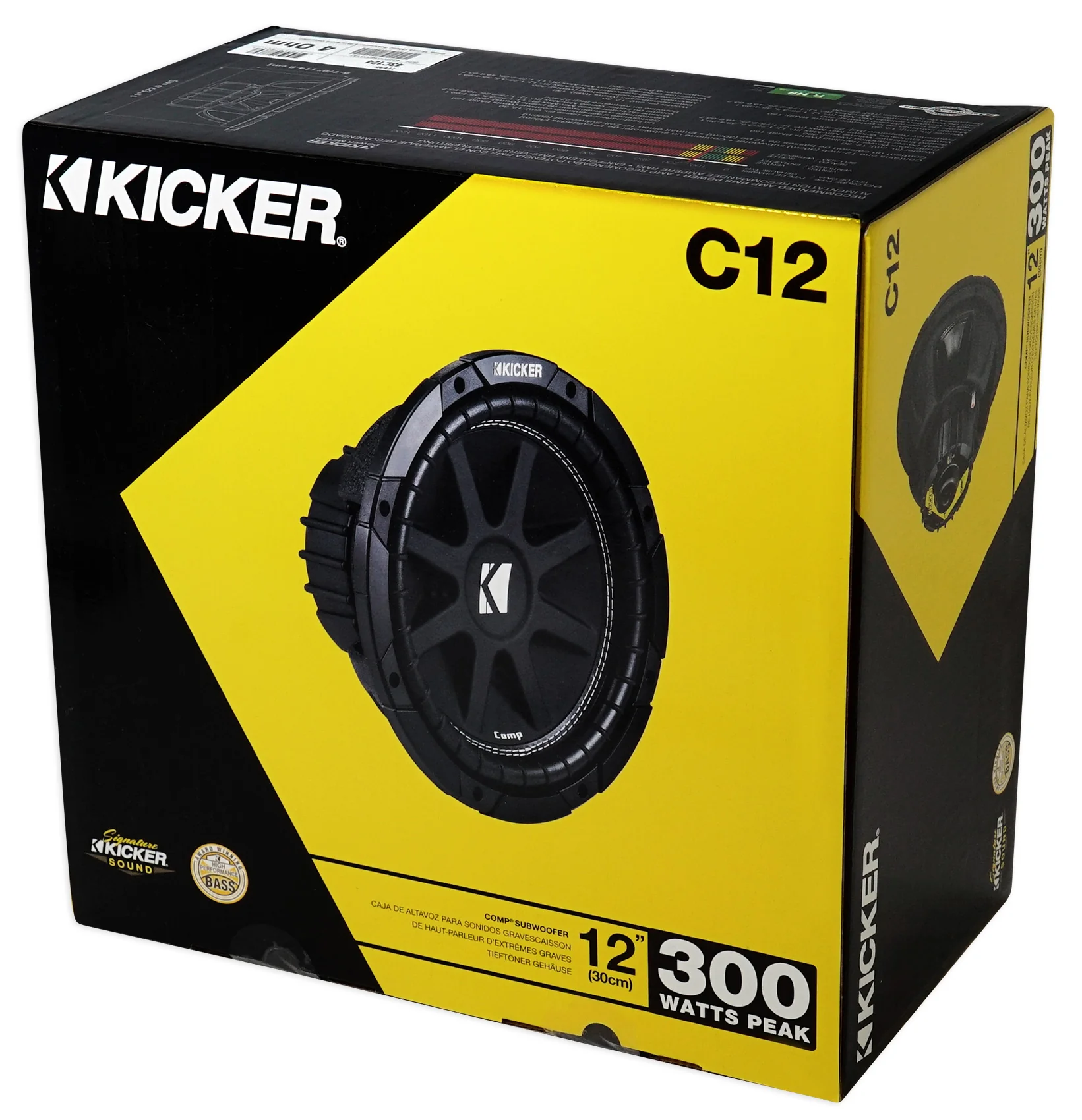 KICKER 43C124 Comp 12" 300 Watt Car Subwoofer+Amplifier+Amp Kit+Vented Sub Box - Image 14