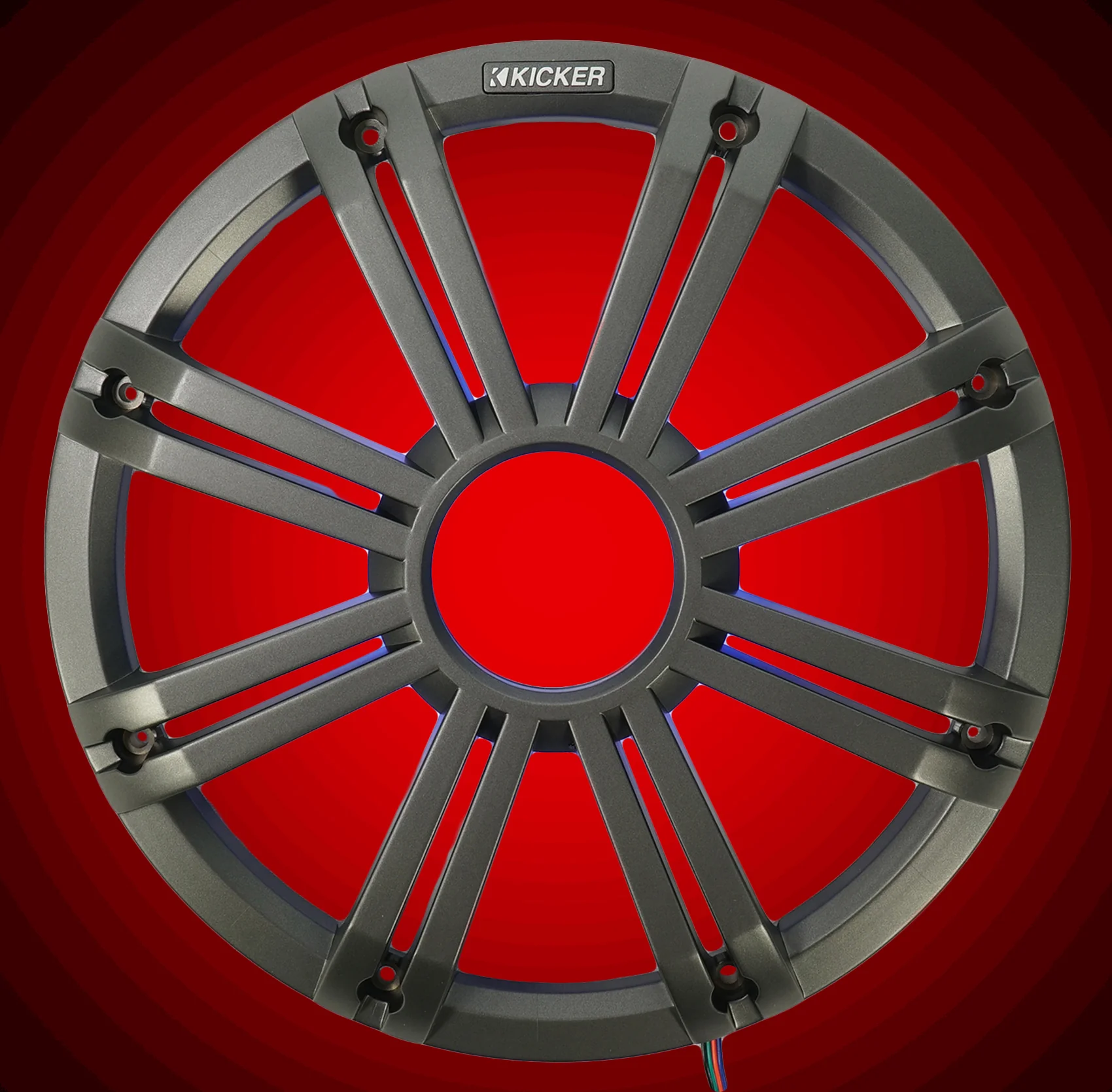 KICKER 45KM104 10" 350w Marine Boat Subwoofer+Amplifier+Charcoal Grille w/LED's - Image 10