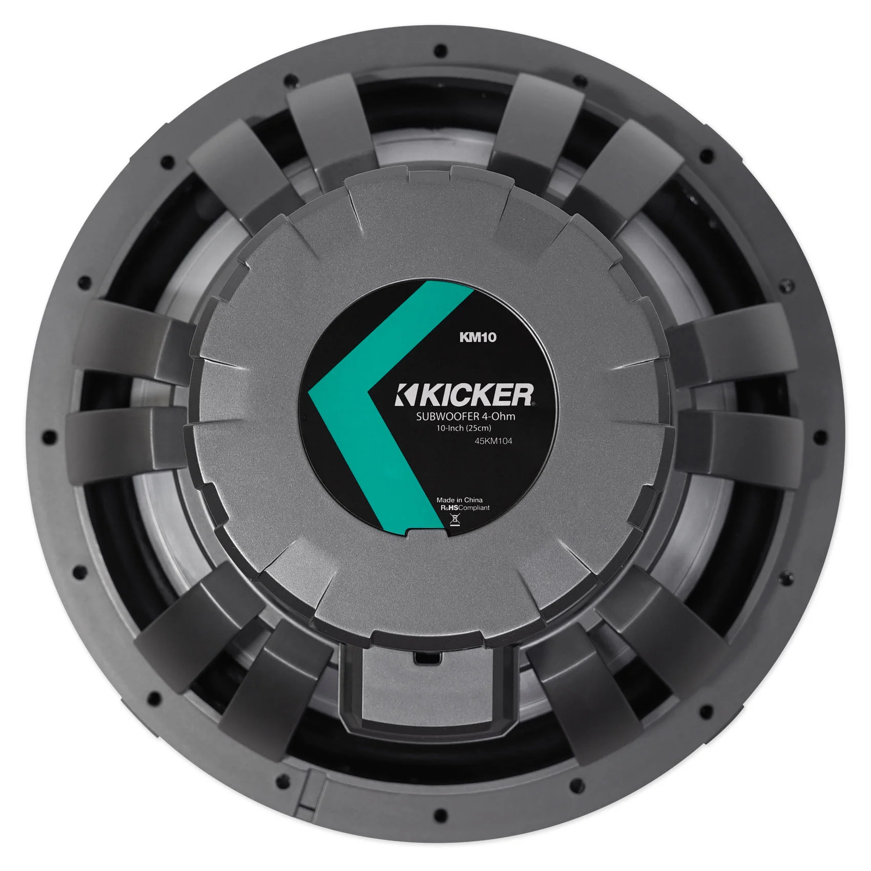 KICKER 45KM104 10" 350w Marine Boat Subwoofer+Amplifier+Charcoal Grille w/LED's - Image 4