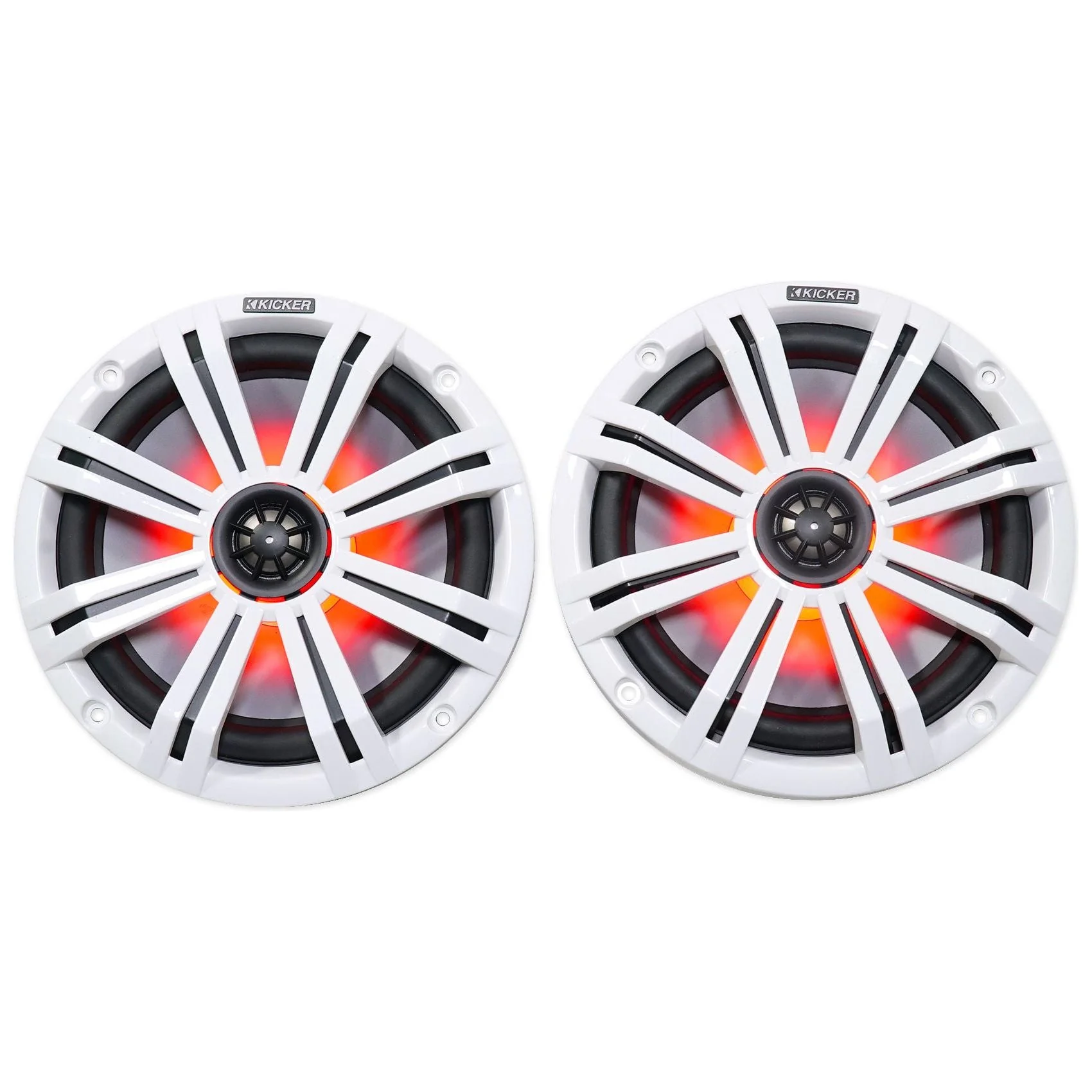 (2) KICKER 45KM84L 8" 600 Watt Marine Boat Wakeboard Tower Speakers w/LED's KM8 - Image 9