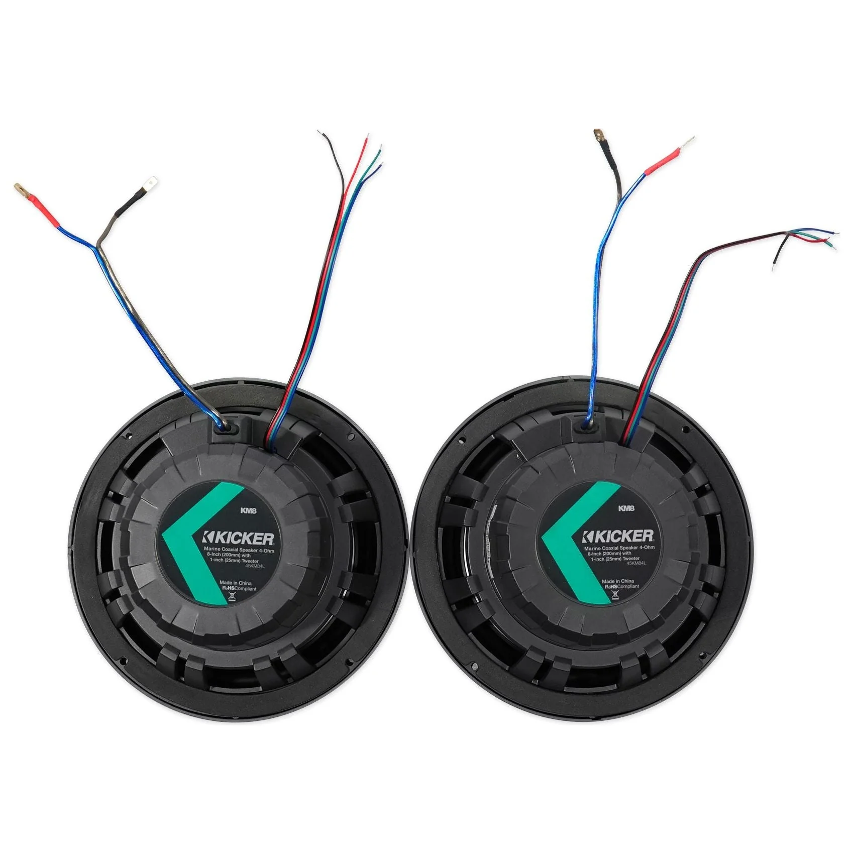 (2) KICKER 45KM84L 8" 600 Watt Marine LED Wakeboard Speakers+Amplifier+Amp Kit - Image 10