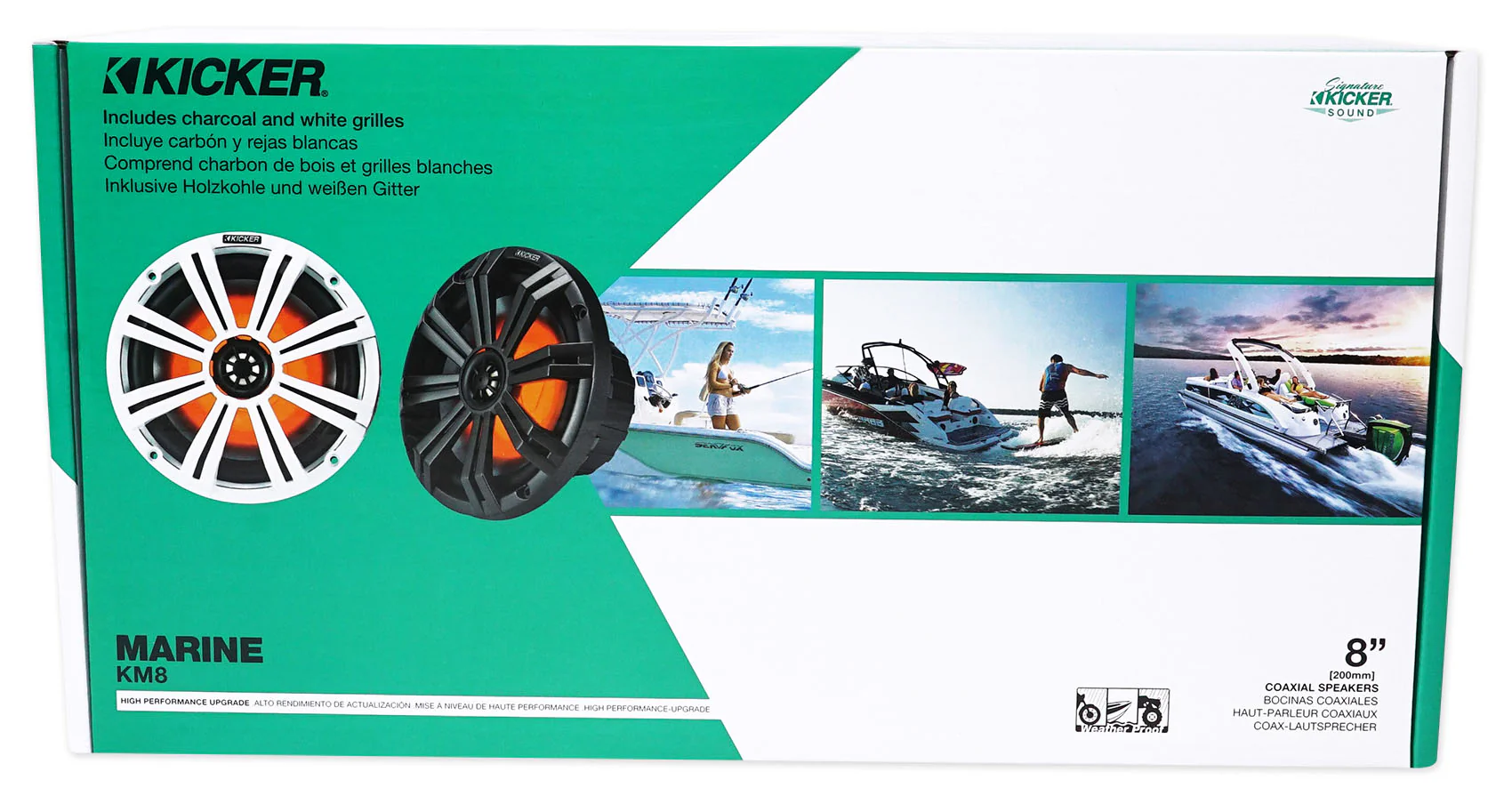 (2) KICKER 45KM84L 8" 600 Watt Marine LED Wakeboard Speakers+Amplifier+Amp Kit - Image 3