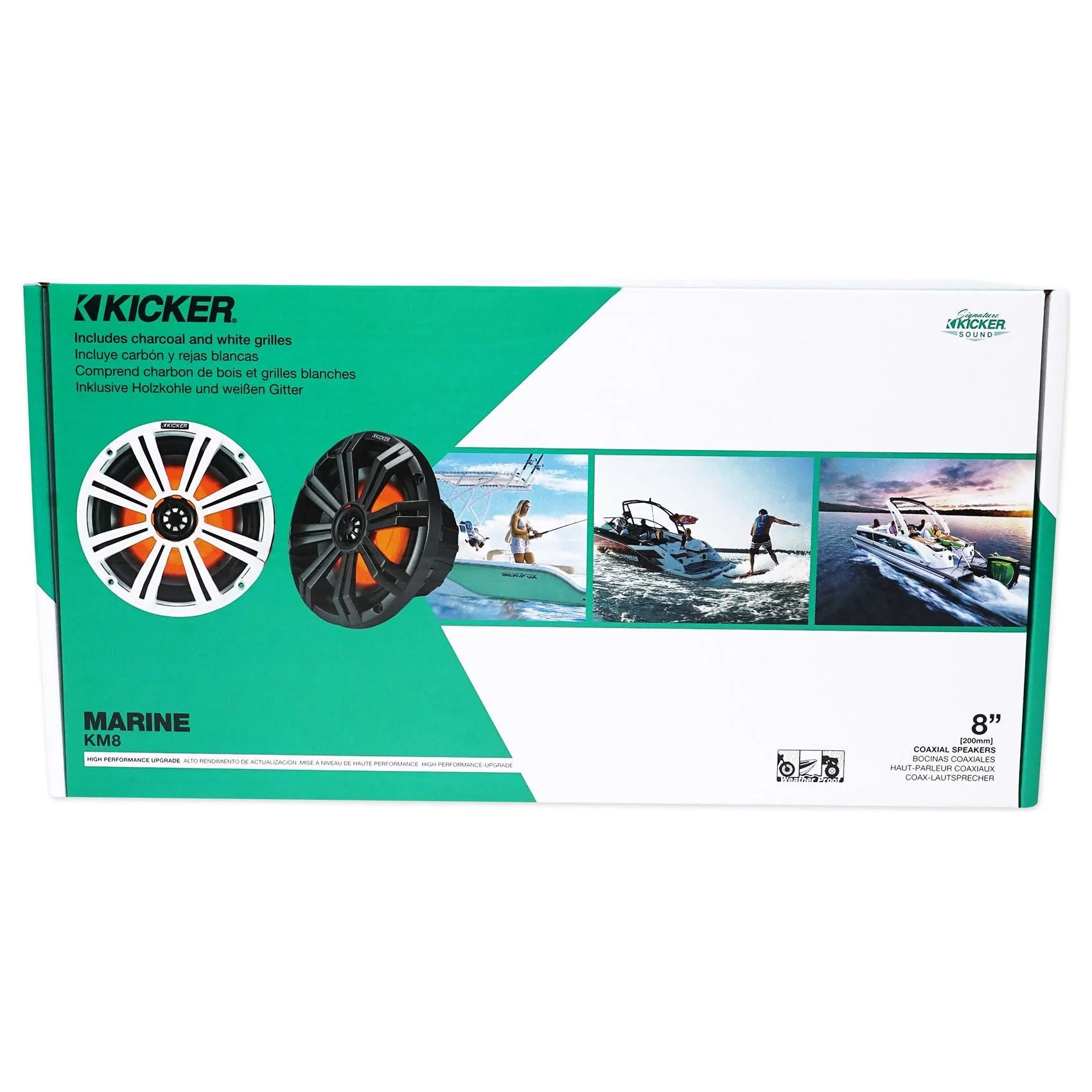 (2) KICKER 45KM84L 8" 600 Watt Marine LED Wakeboard Speakers+Amplifier+Amp Kit - Image 5