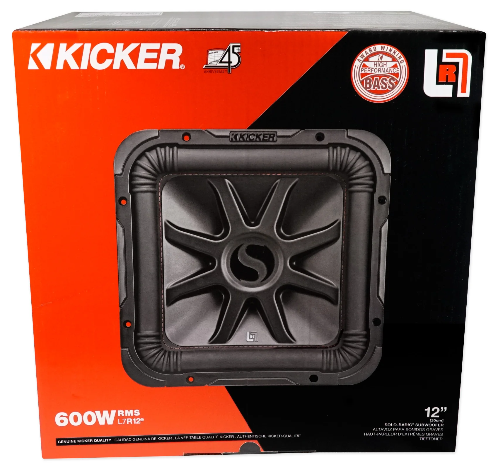 KICKER 45L7R124 12" 1200w L7R Subwoofer Solo-Baric L7R124+Vented Enclosure Box - Image 6