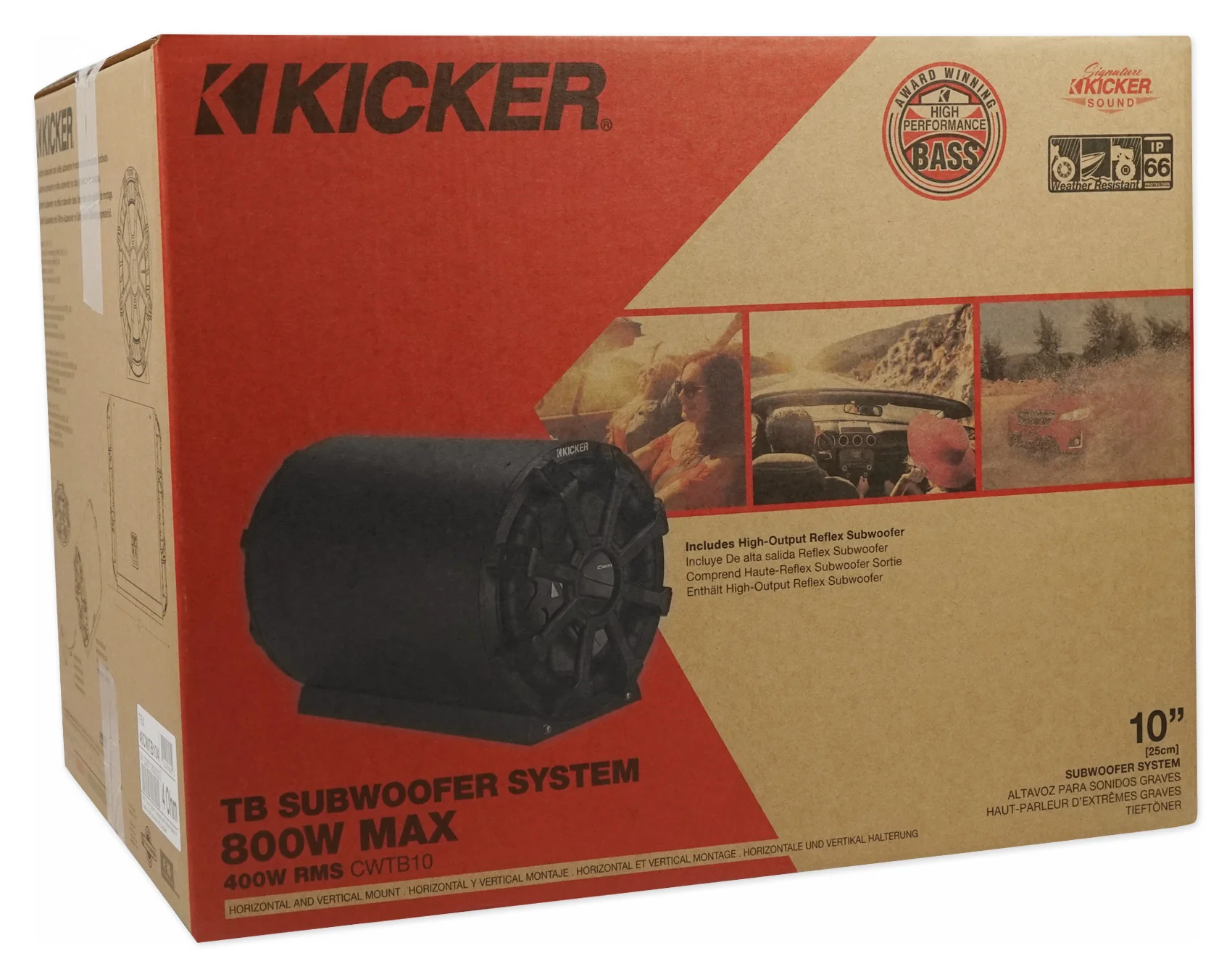 KICKER 46CWTB104 TB 10" 800w Marine Loaded Subwoofer Enclosure+Amplifier+Amp Kit - Image 26