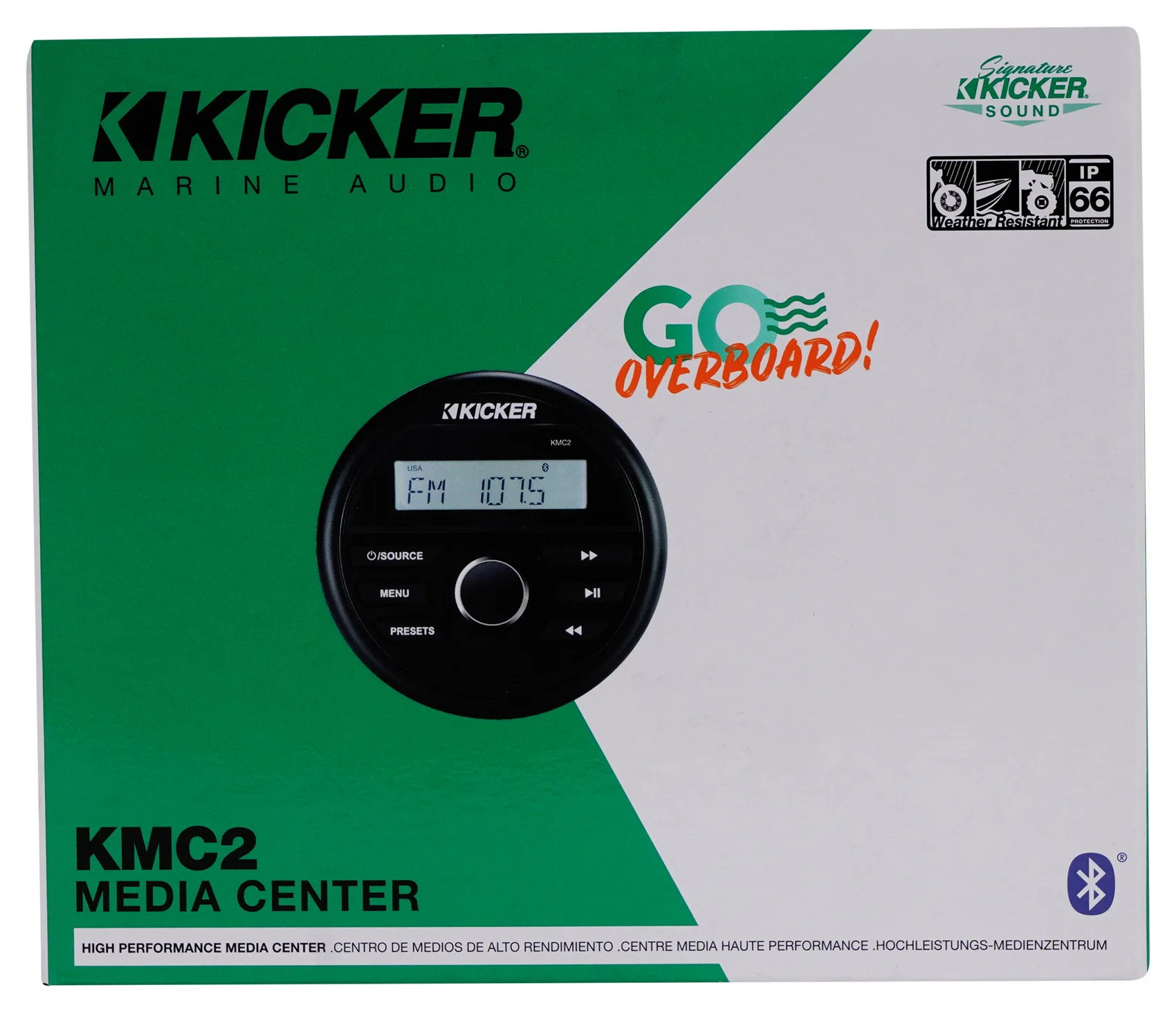 KICKER KMC2 Digital Media Receiver w/Bluetooth+Remote+2) 6.5" Black LED Speakers - Image 4