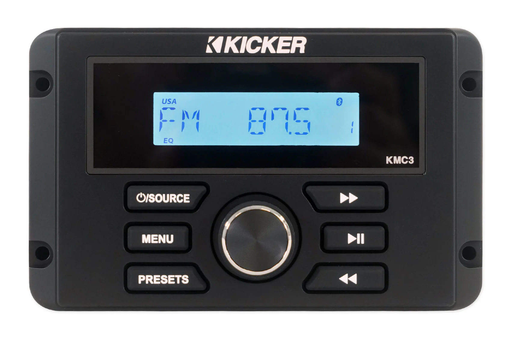 KICKER KMC3 Gauge Hole Digital Media Receiver w/Bluetooth+(2) 4" Black Speakers - Image 4