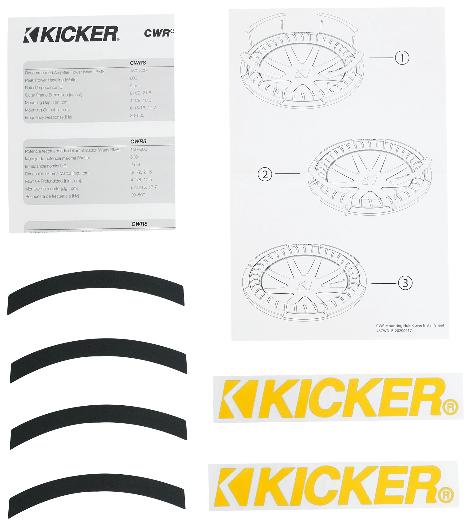 Kicker 48CWR102 COMPR10 10" 800w DVC 4 Car Subwoofer Sub+Mono Amplifier+Amp Kit - Image 3