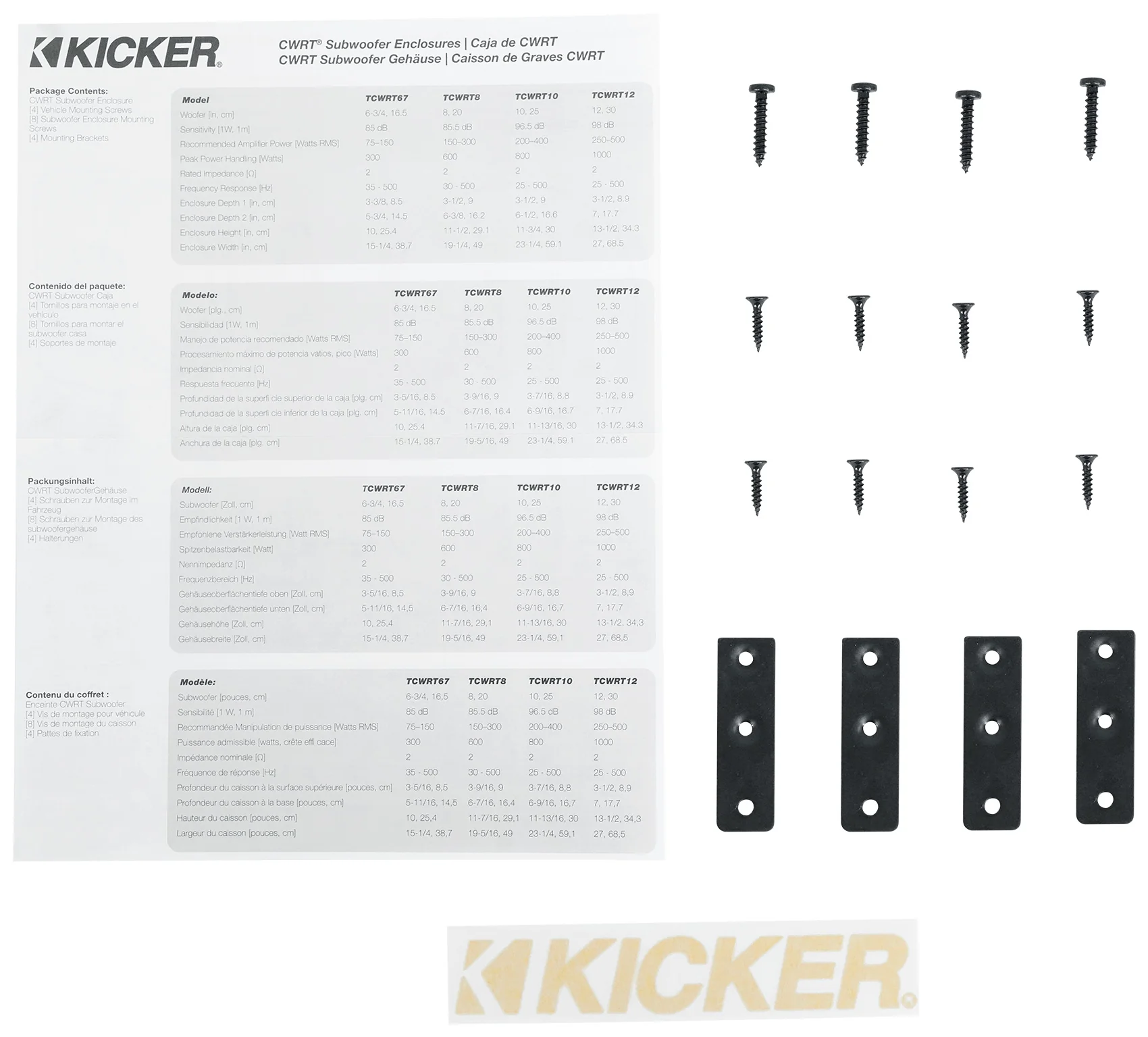 Kicker 48TCWRT82 COMPRT8 8" 600W Loaded Shallow Subwoofer+Mono Amplifier+Amp Kit - Image 22