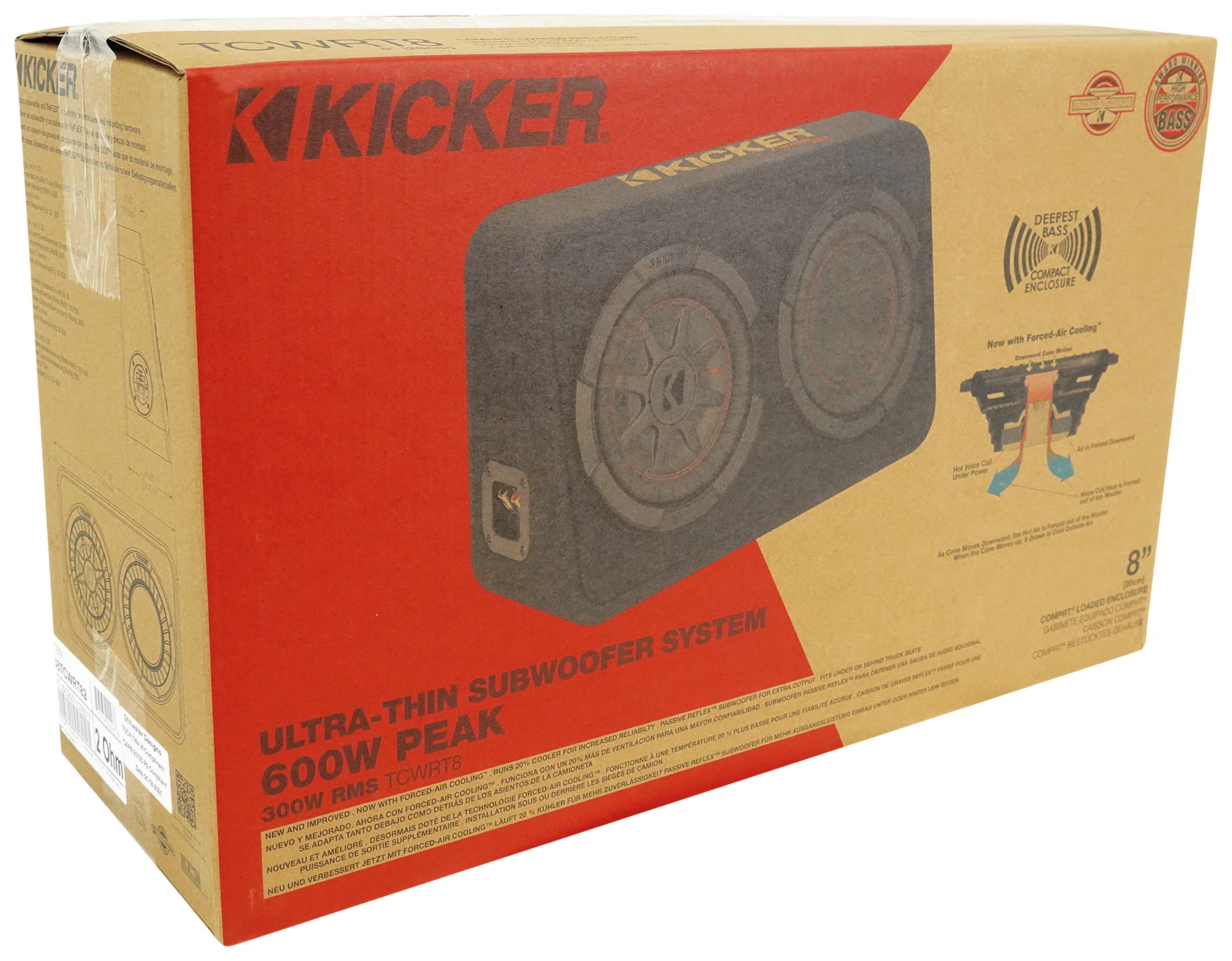 KICKER 48TCWRT82 CompRT 8" 600w Shallow Car Subwoofer+Sub Box+Home Speaker - Image 18