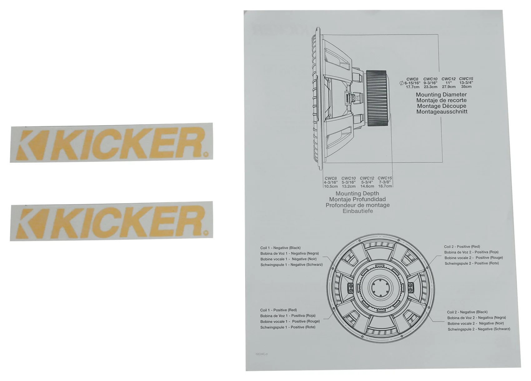 Kicker 50CWCD154 CompC 15" DVC Car Subwoofer+Mono Amplifier+Amp Kit CWCD154 - Image 8