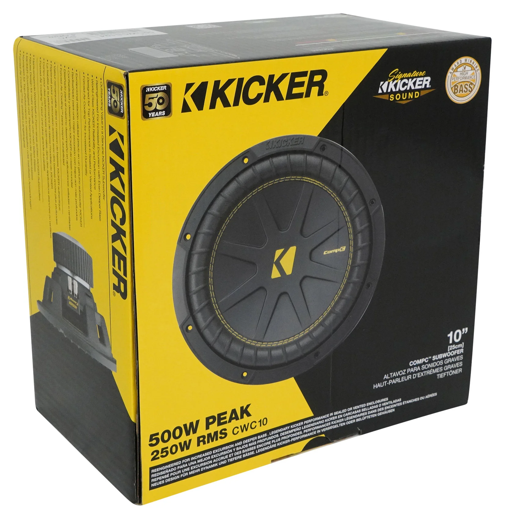 Kicker 50CWCS104 CompC 10" SVC Subwoofer+Sealed Box+Mono Amplifier+Wires CWCS104 - Image 12