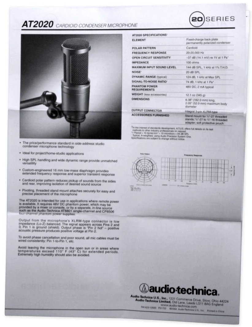Audio Technica AT2020 Studio Recording Microphone+Pro Condenser Mic Boom Arm - Image 21