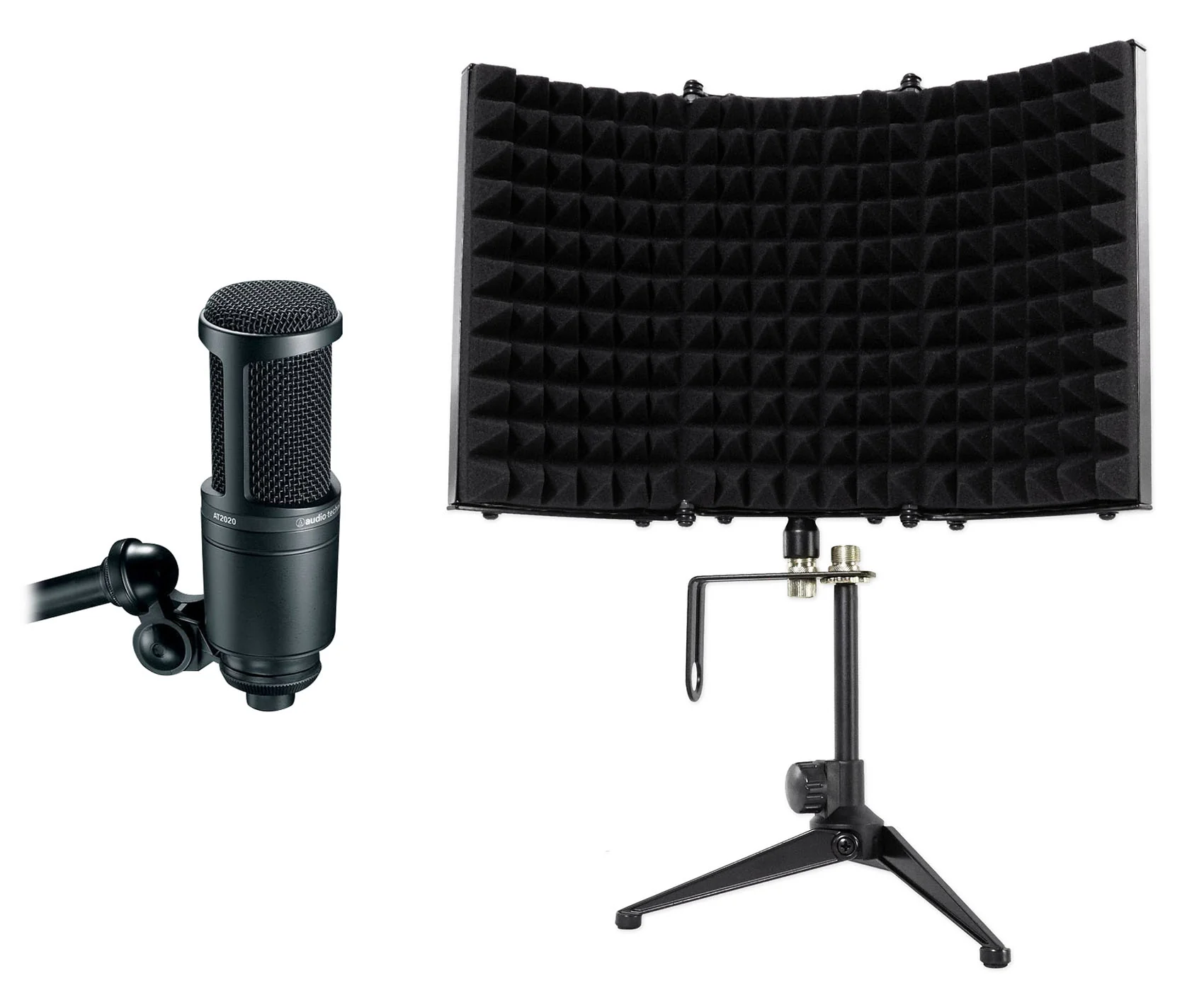 Audio Technica AT2020 Studio Recording Microphone Condenser Mic+Isolation Shield