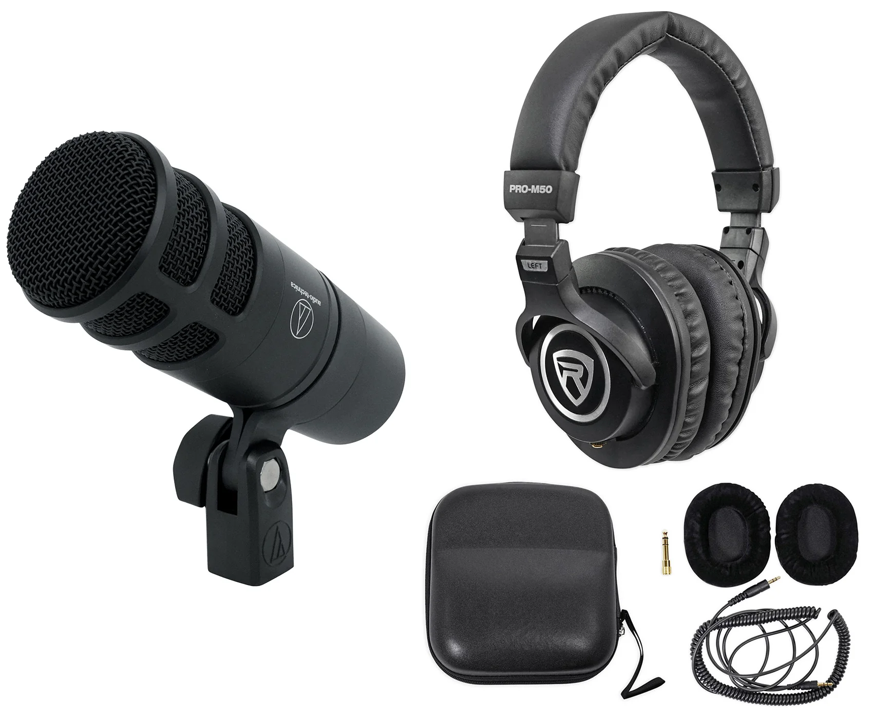 Audio Technica AT2040 Microphone Broadcast Podcast Podcasting Mic + Headphones