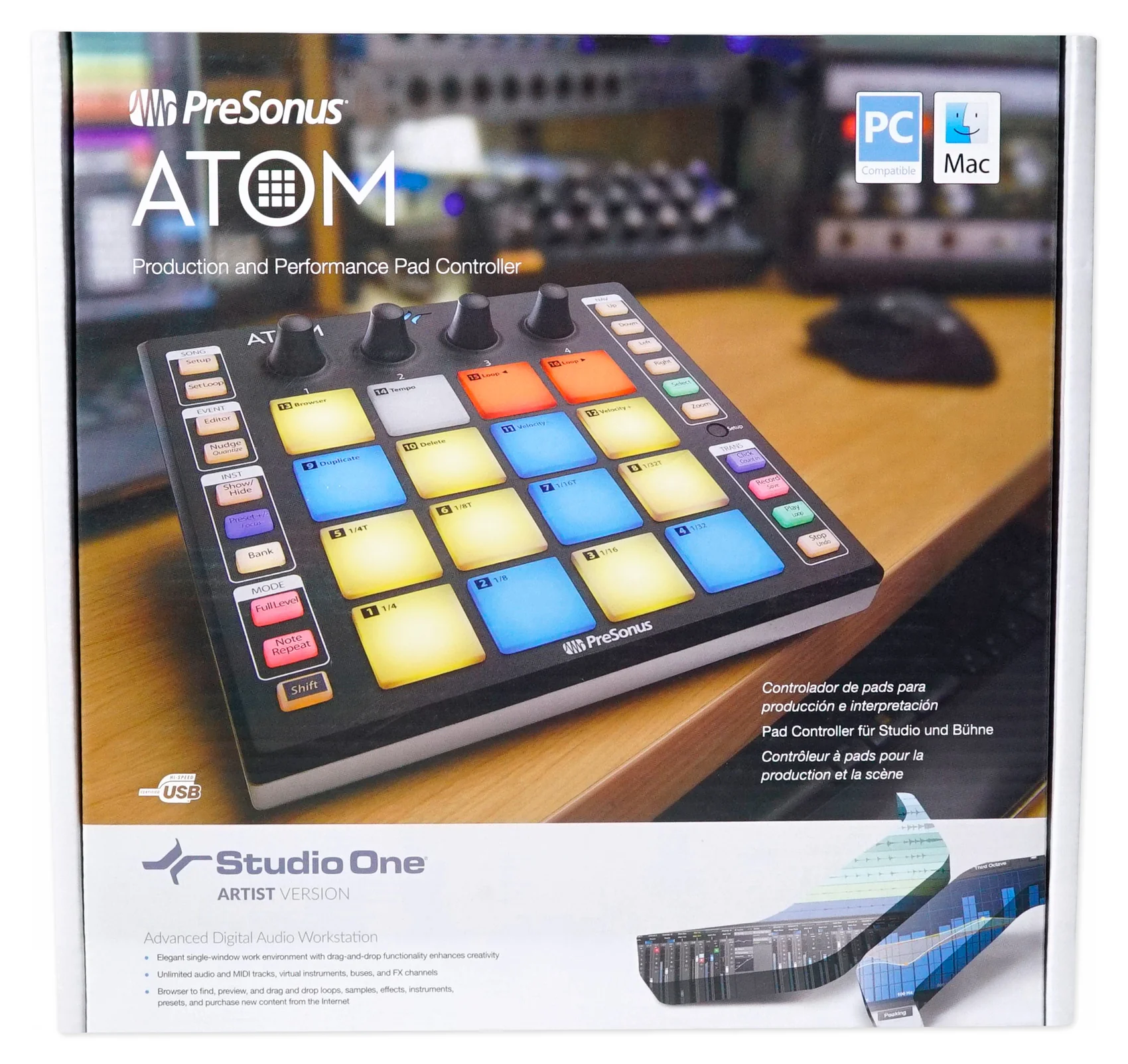 PRESONUS ATOM 16 Pad USB MIDI RGB DJ Controller+Software+Headphones+Mic+Cable - Image 8
