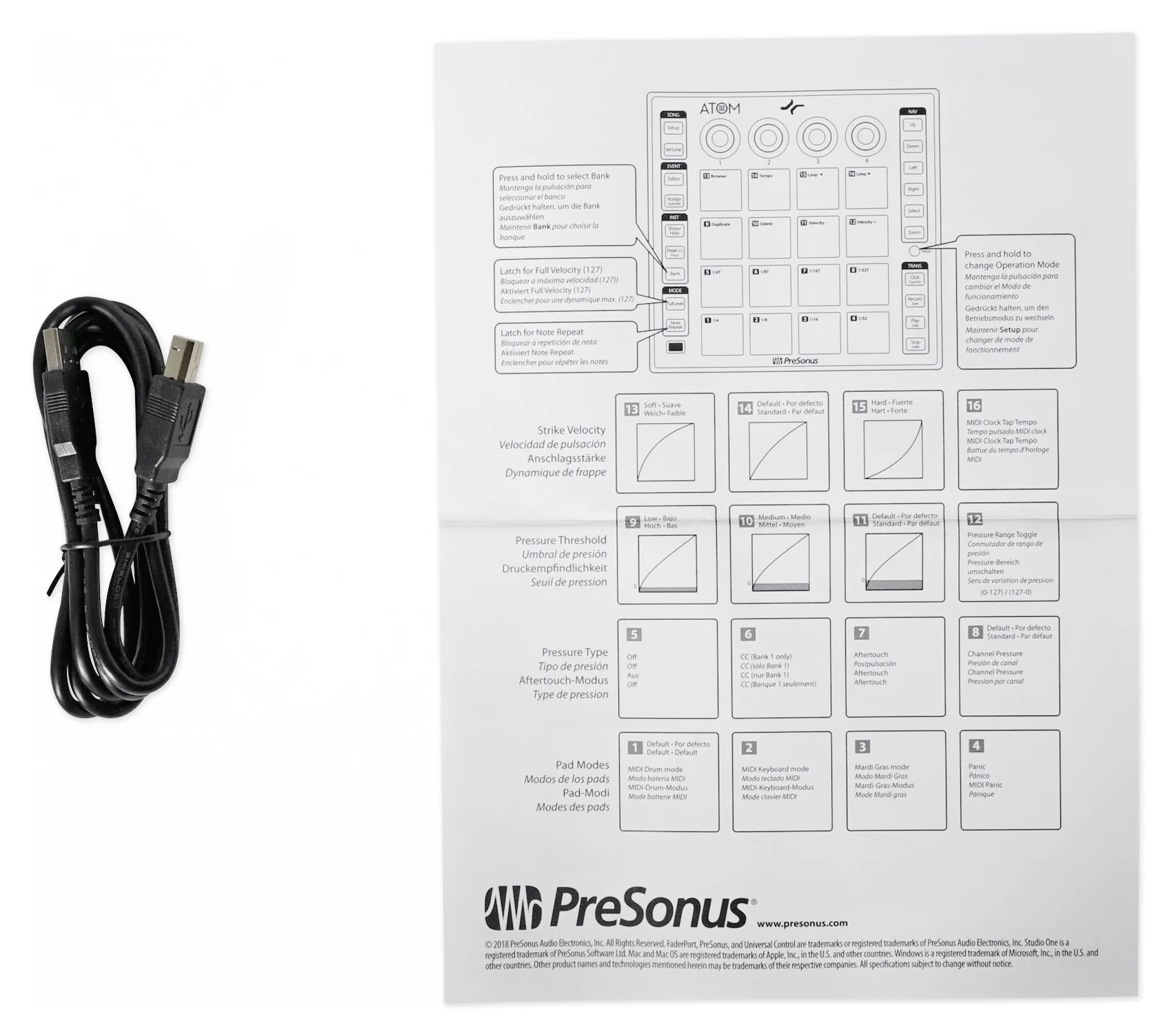PRESONUS ATOM 16 Pad USB MIDI RGB DJ Controller+Studio One Software+Headphones - Image 9