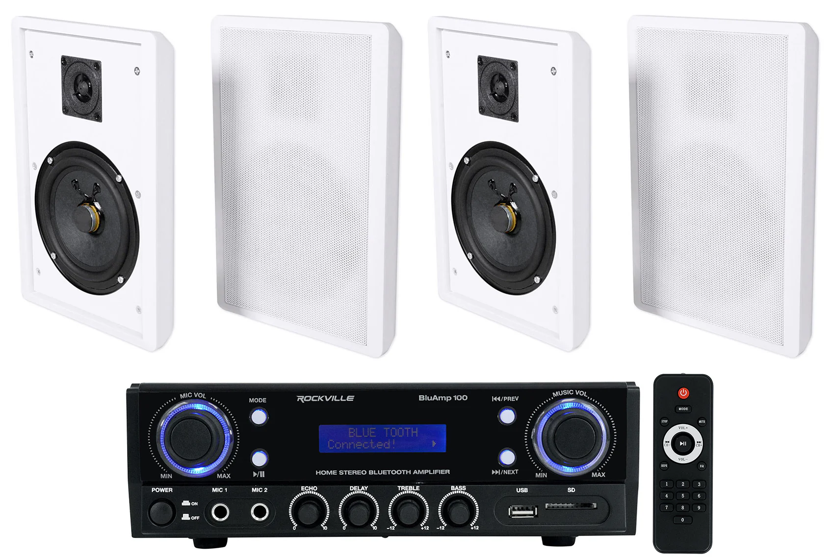 BLUAMP 100 + RockSlim White 4-Pack Bundle