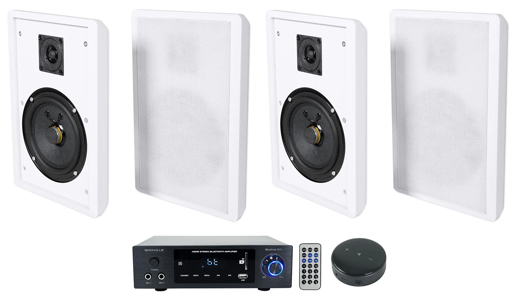 BLUAMP 150 + RockSlim White 4-Pack + WiiM Mini Bundle