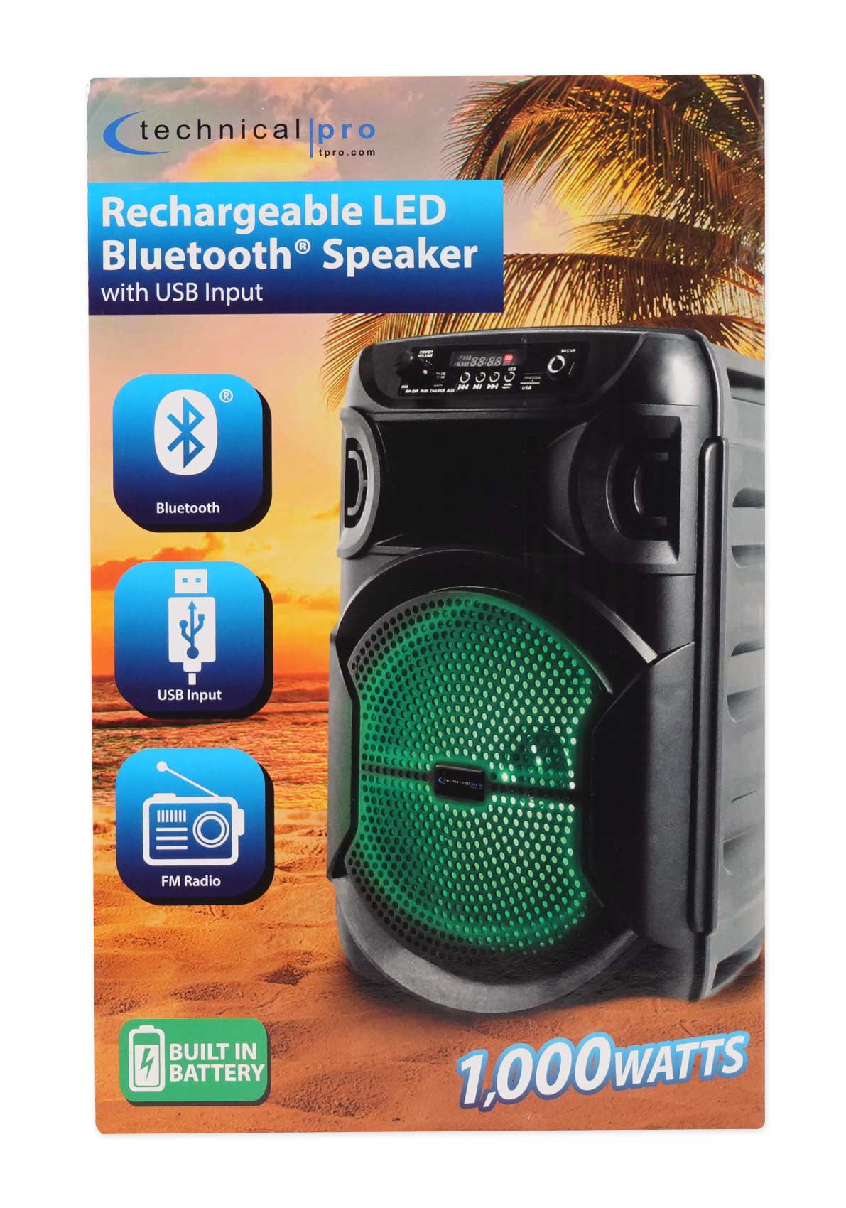Technical Pro BOOM8 Rechargeable 8" LED Party Speaker w/Bluetooth/USB+Microphone - Image 10