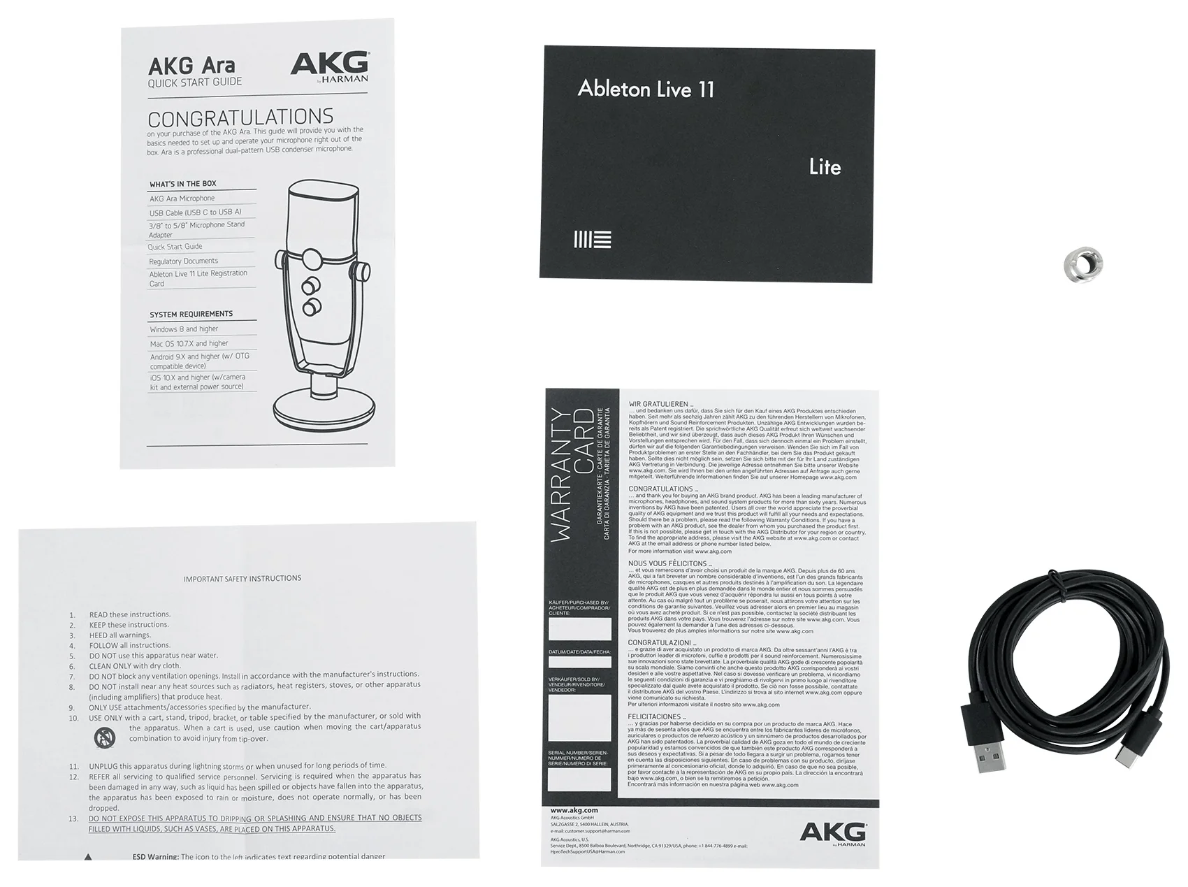 AKG ARA C22 USB Condenser Microphone+Mic Boom Arm For Recording/Podcast/Gamer - Image 20