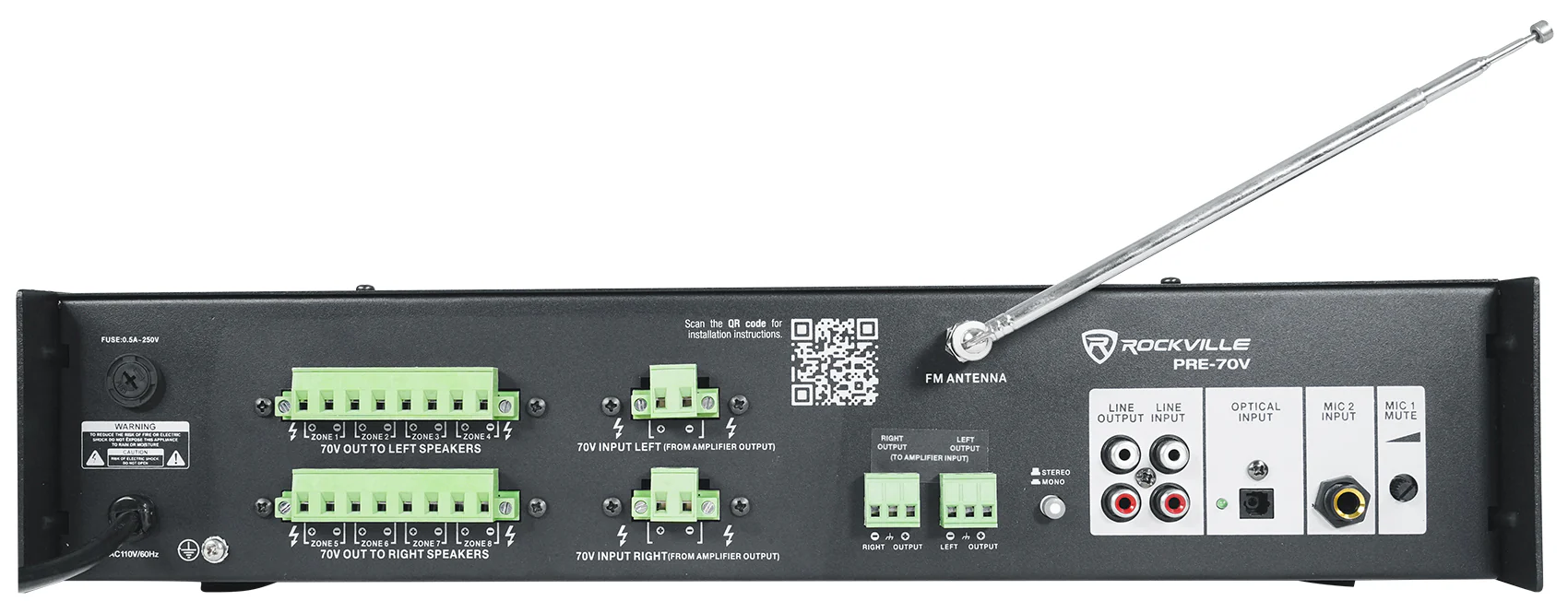 Crown CDi1000 2-Channel 70V Commercial Amplifier+Preamp Mixer w/Bluetooth+Mic - Image 10