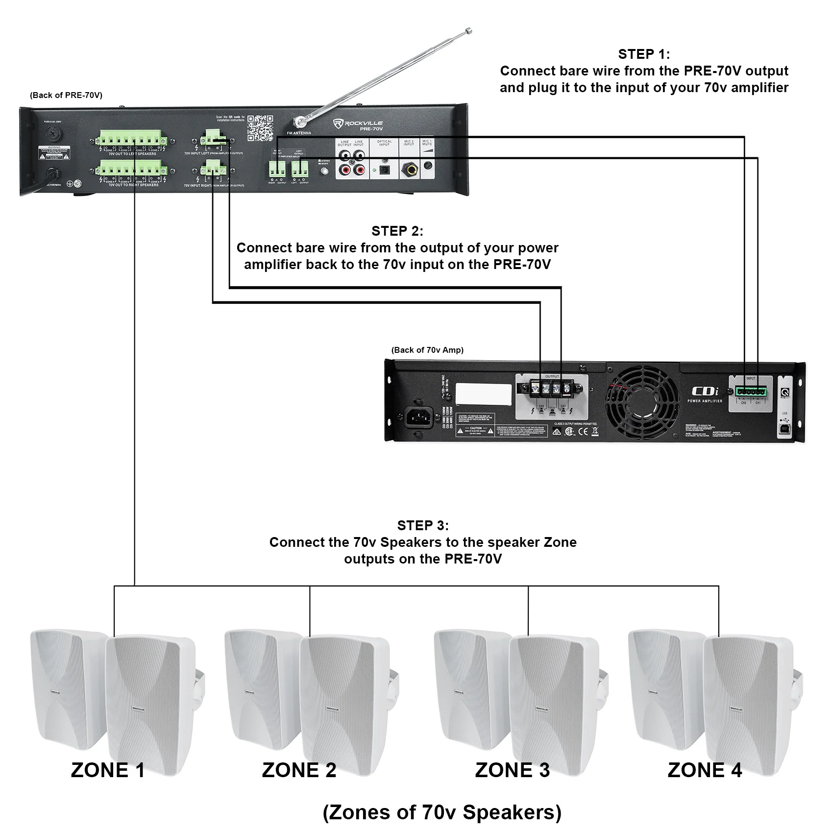 Crown CDi1000 2-Channel 70V Commercial Amplifier+Preamp Mixer w/Bluetooth+Mic - Image 28