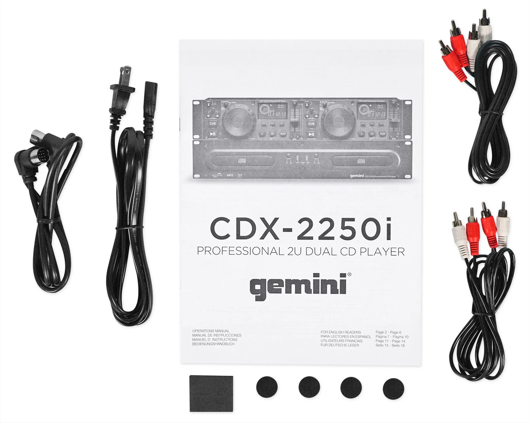 Gemini CDX-2250i Pro DJ Dual Two Deck Rack CD/MP3 Media Player w/USB+Power Strip - Image 9