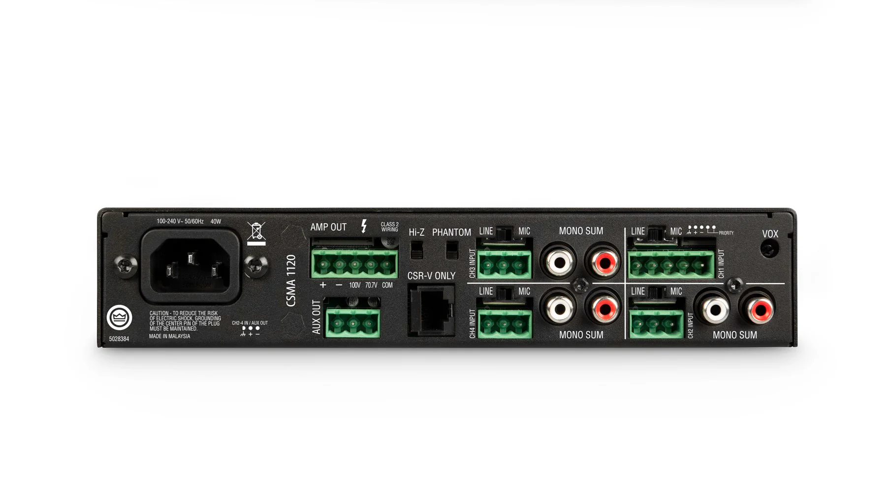 JBL CSMA 1120 120w Commercial 70v Amplifier Mixer 4 Restaurant/Bar/Cafe CSMA1120 [Open Box] - Image 3