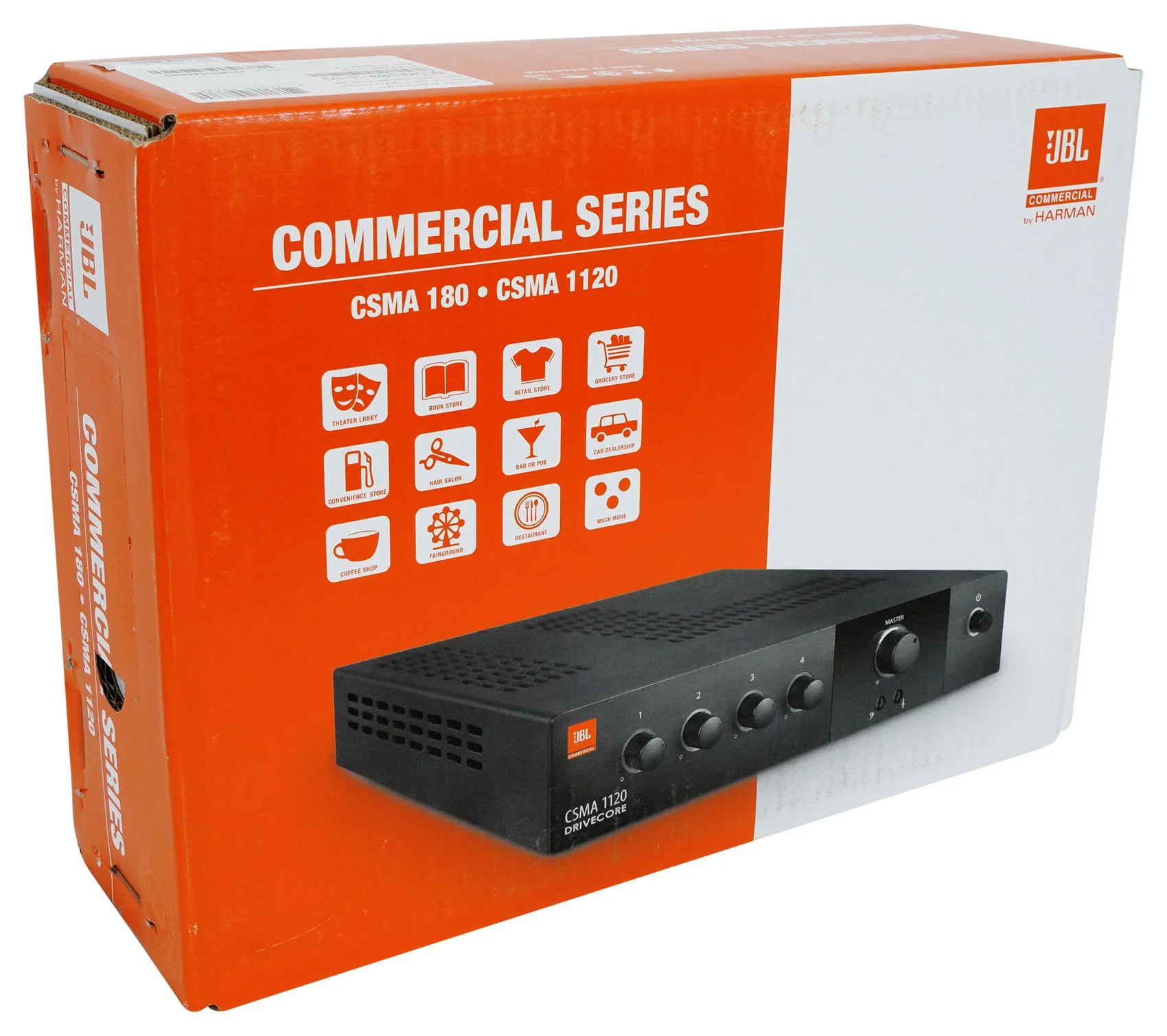 JBL CSMA 180 Commercial 70v Amplifier+10 White Cube Speakers For Restaurant/Cafe - Image 9